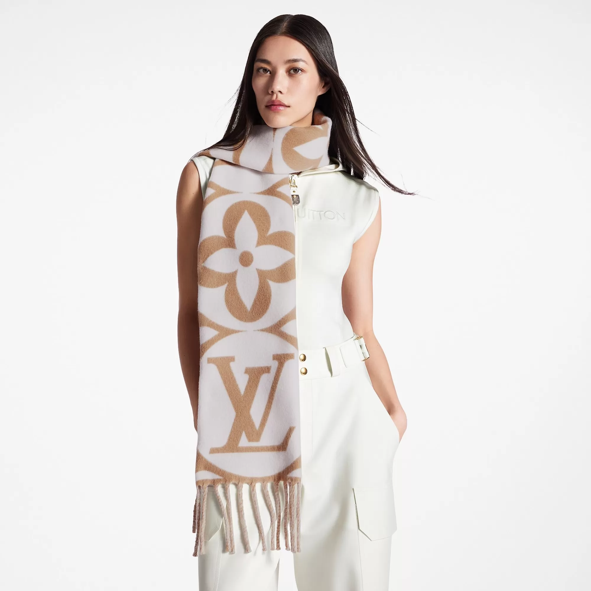 Cheap Louis Vuitton Lv Medallion Scarf Beige Rose