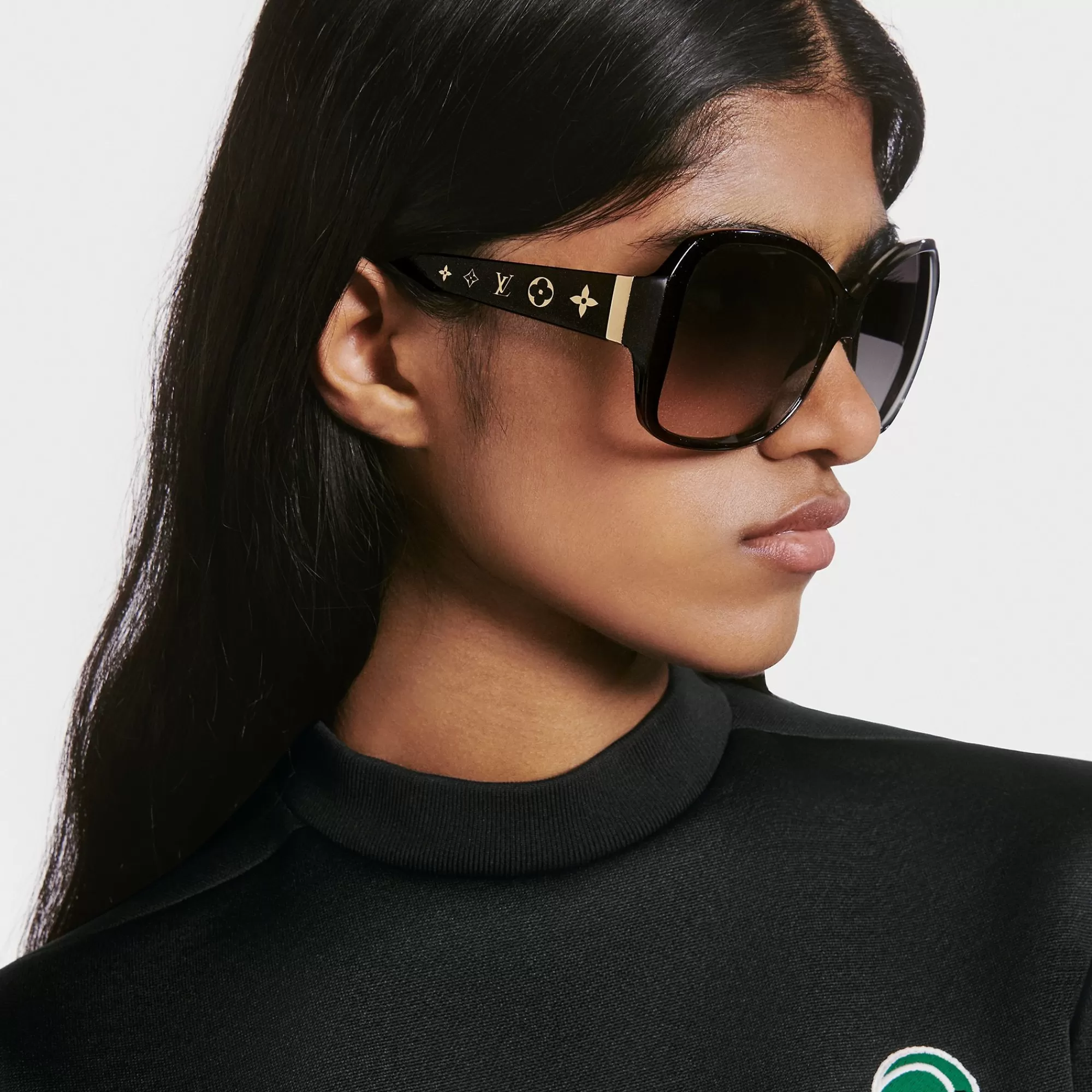 Outlet Louis Vuitton Lv Obsession Round Sunglasses Black Glitter