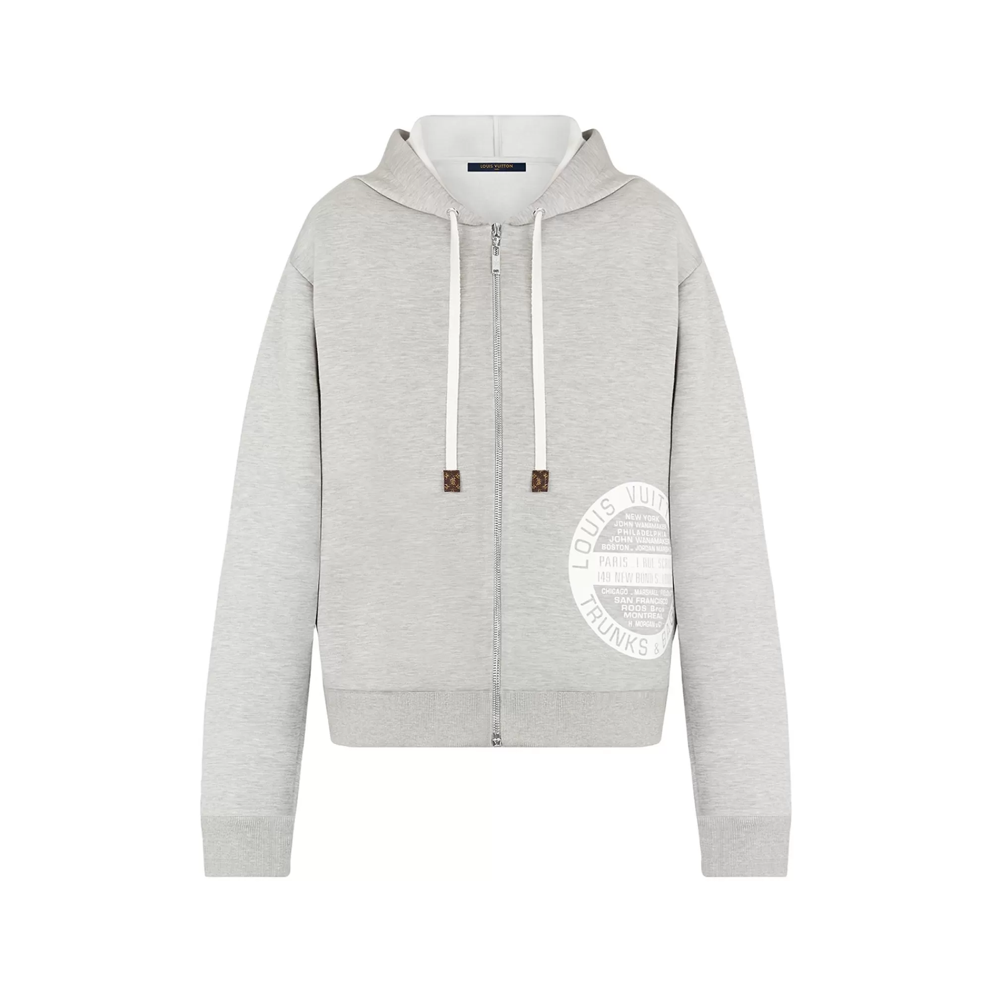 Online Louis Vuitton Lv Stamp Zip-Up Hoodie Light Grey