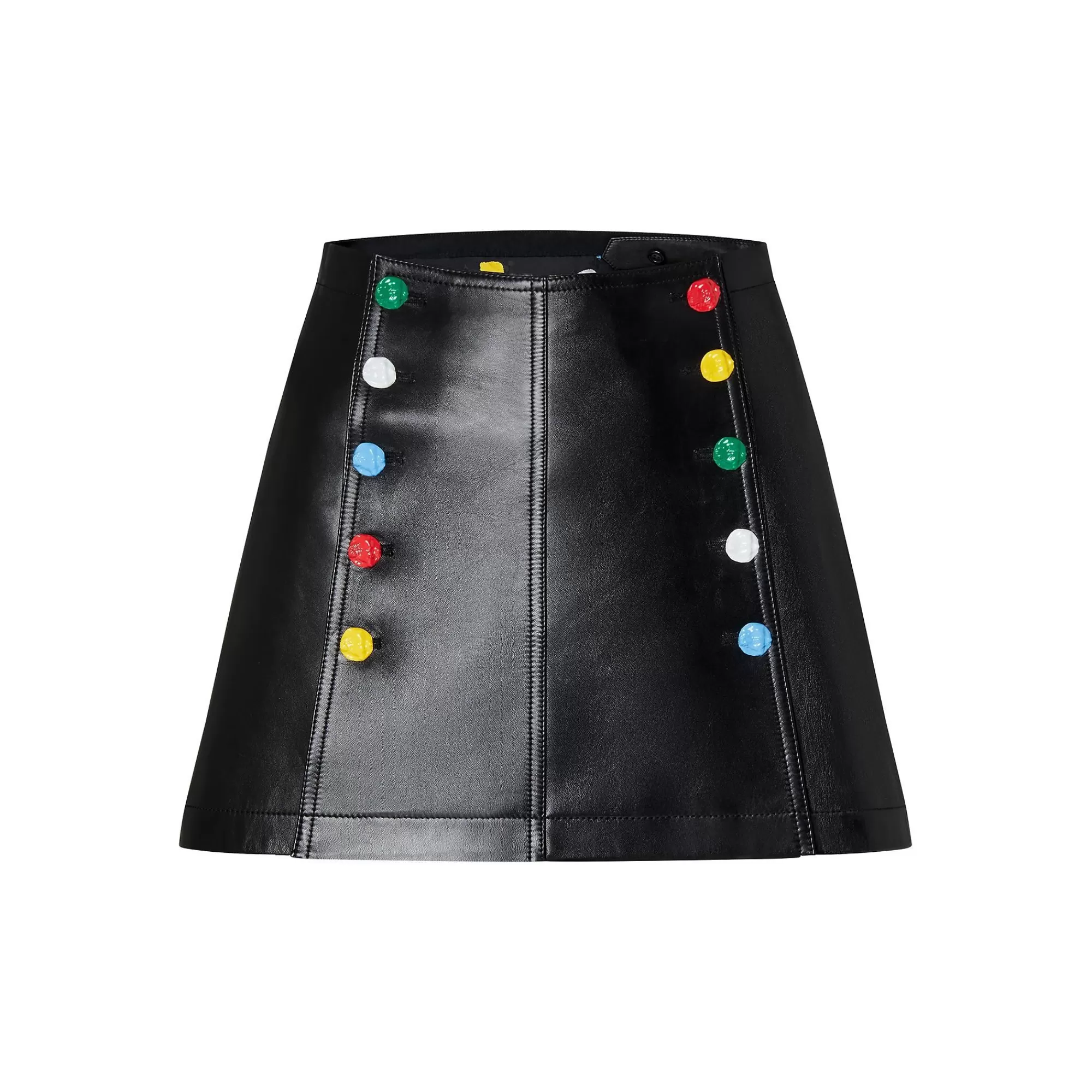 New Louis Vuitton Lv X Yk Buttons Leather Mini Skirt