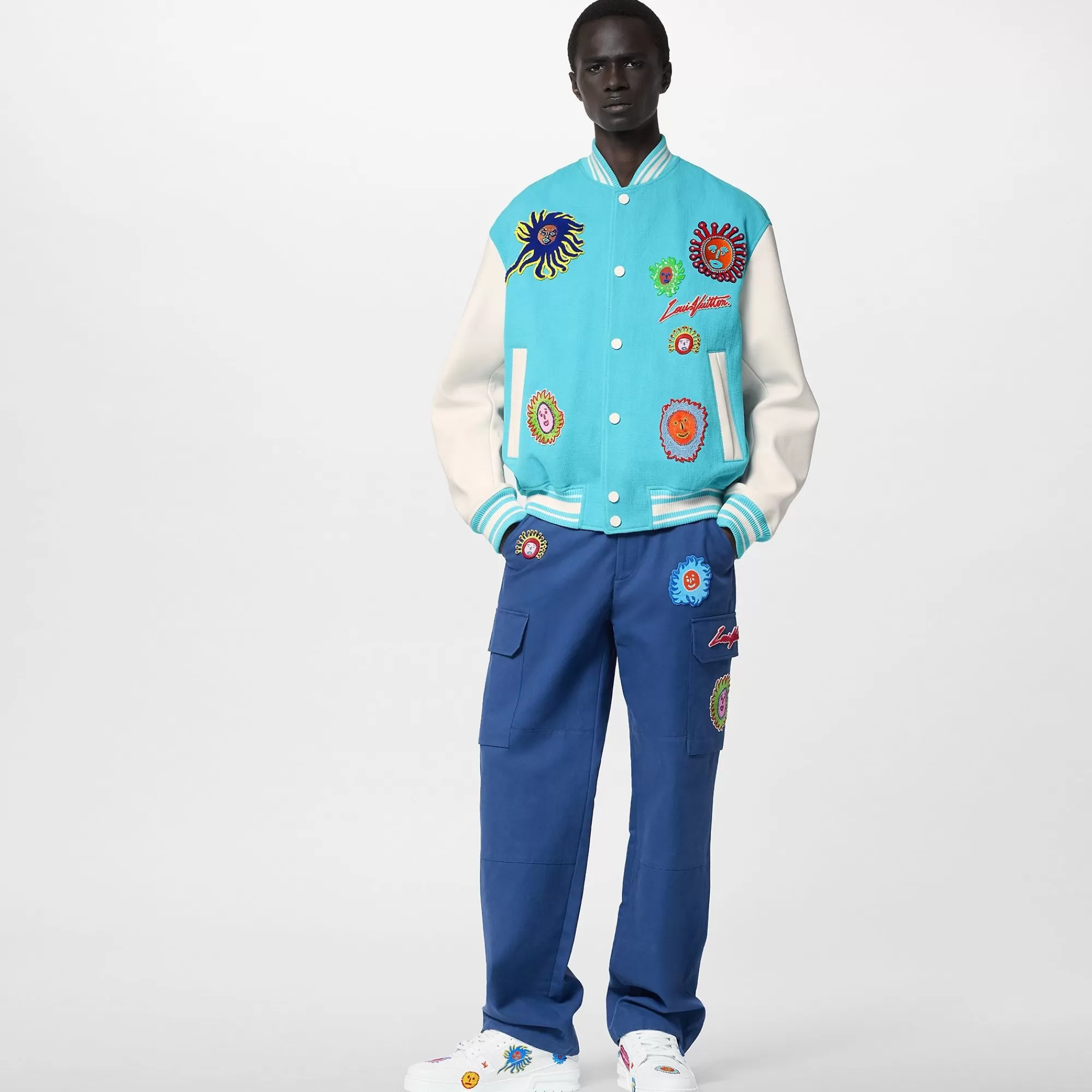 Clearance Louis Vuitton Lv X Yk Embroidered Faces Varsity Blouson