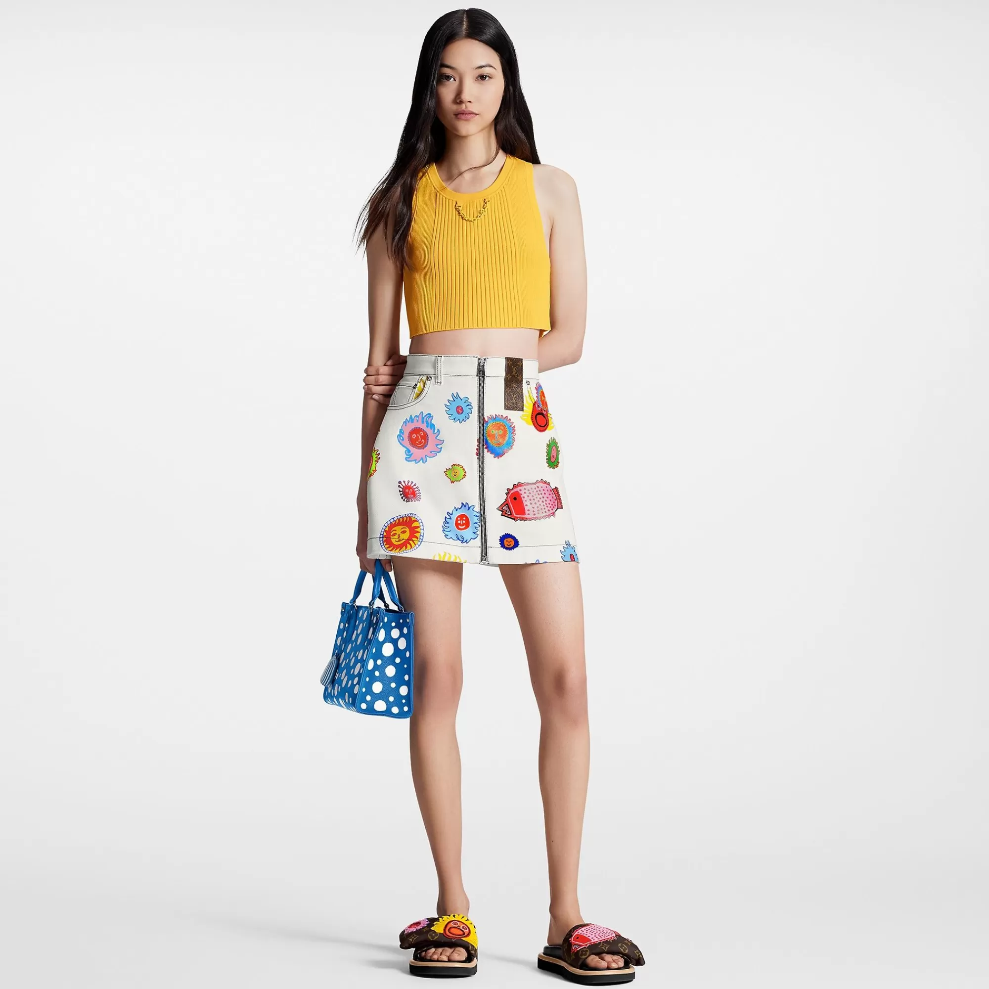 Shop Louis Vuitton Lv X Yk Faces A-Line Mini Skirt