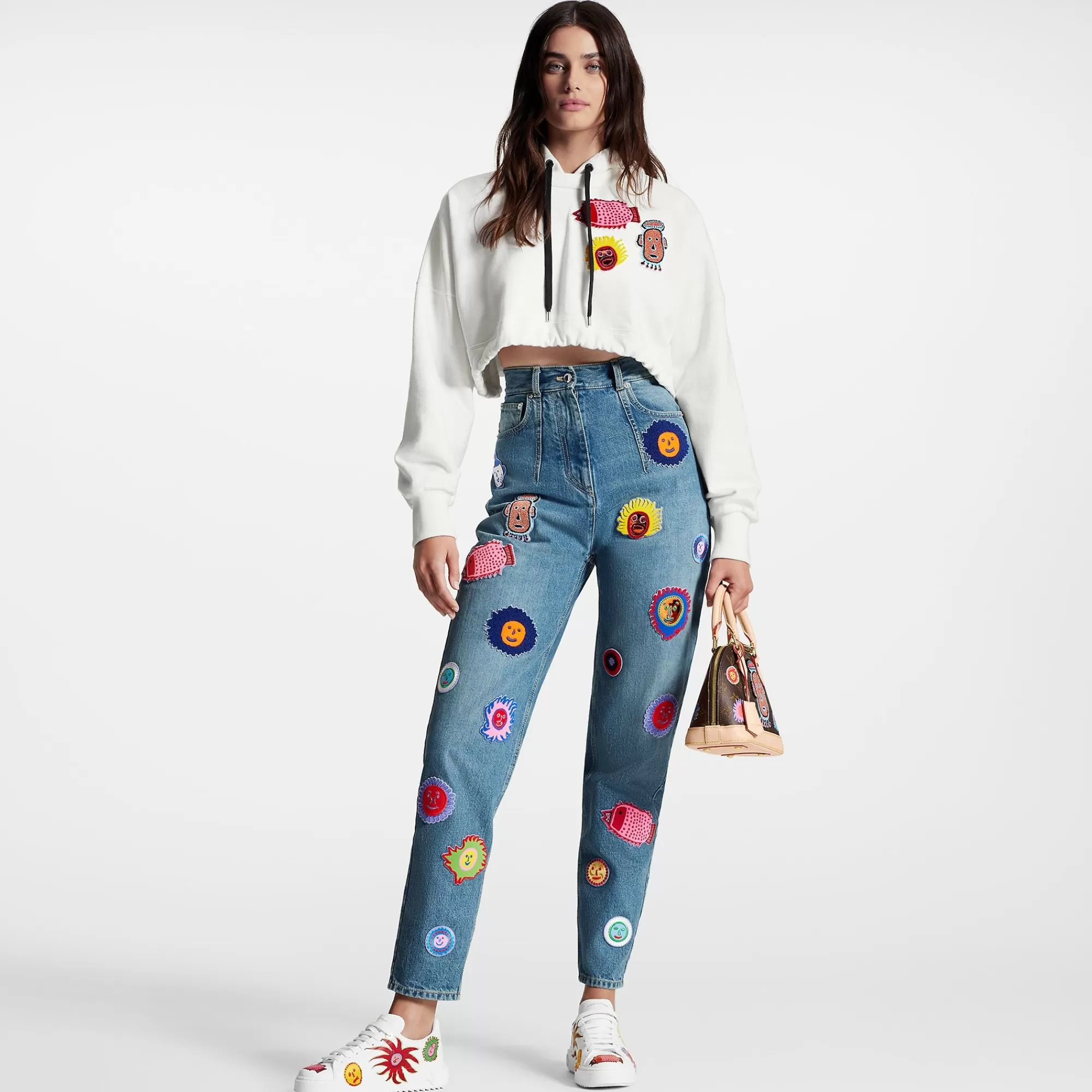 Best Louis Vuitton Lv X Yk Faces Patches Cropped Hoodie