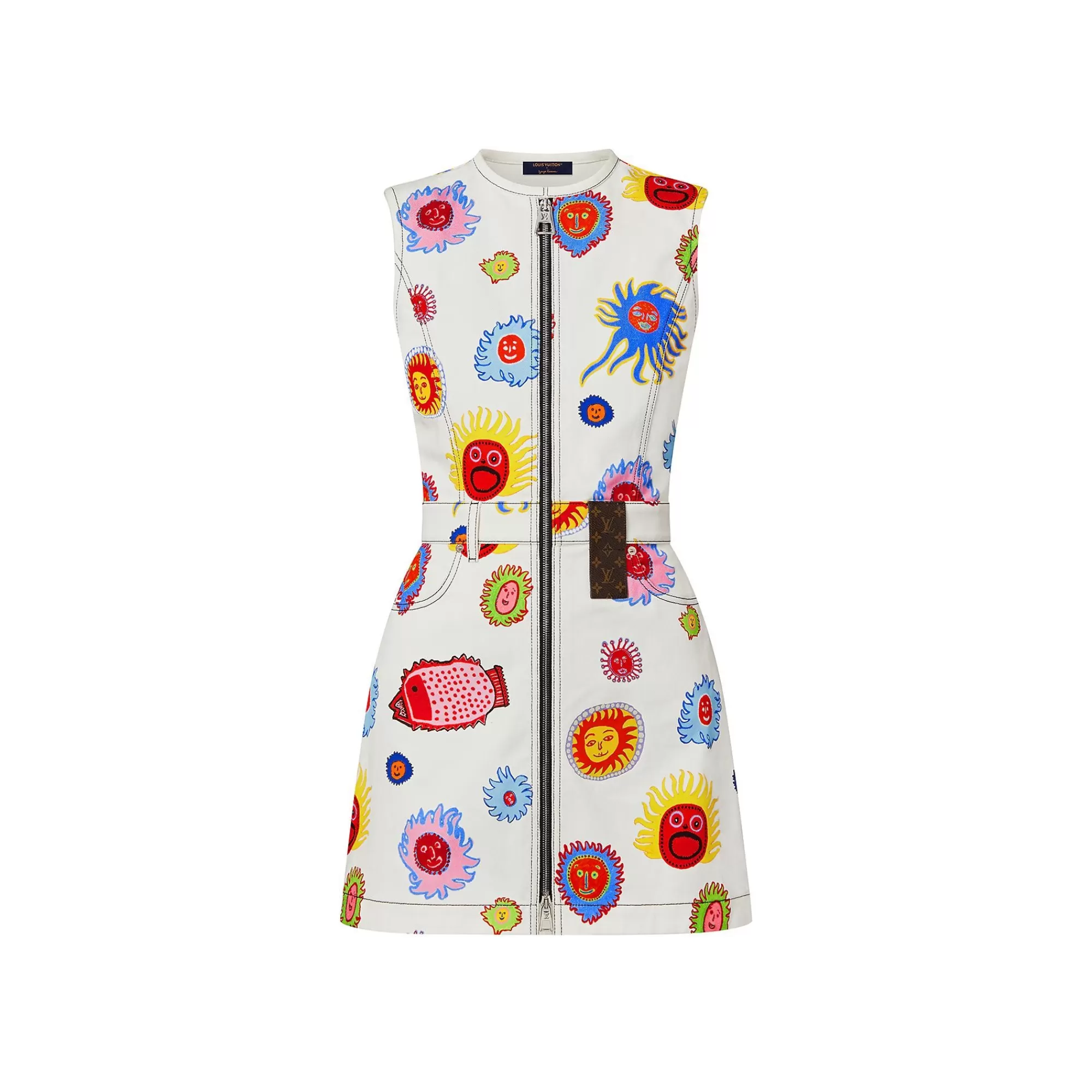Shop Louis Vuitton Lv X Yk Faces Zip-Up Dress