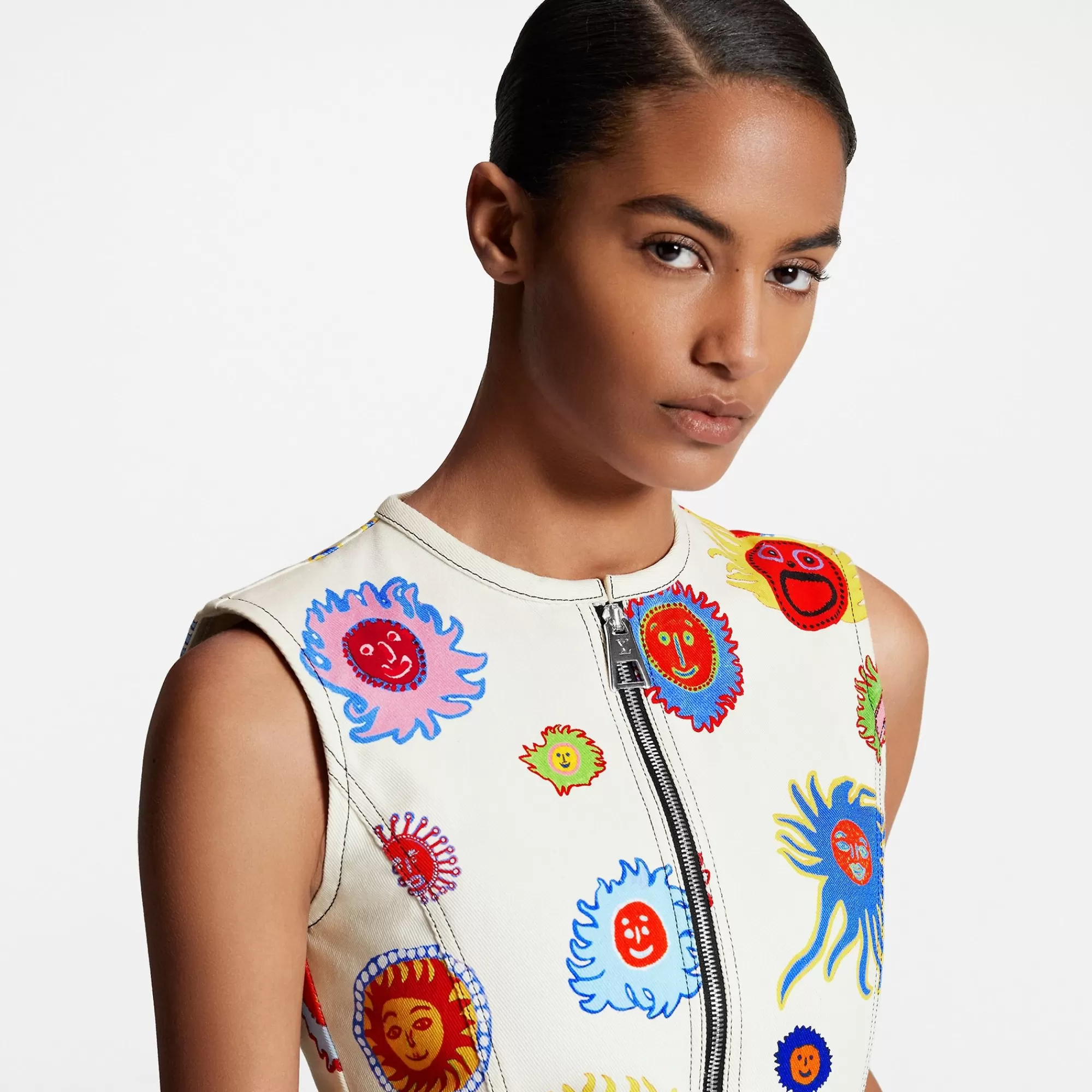 Shop Louis Vuitton Lv X Yk Faces Zip-Up Dress
