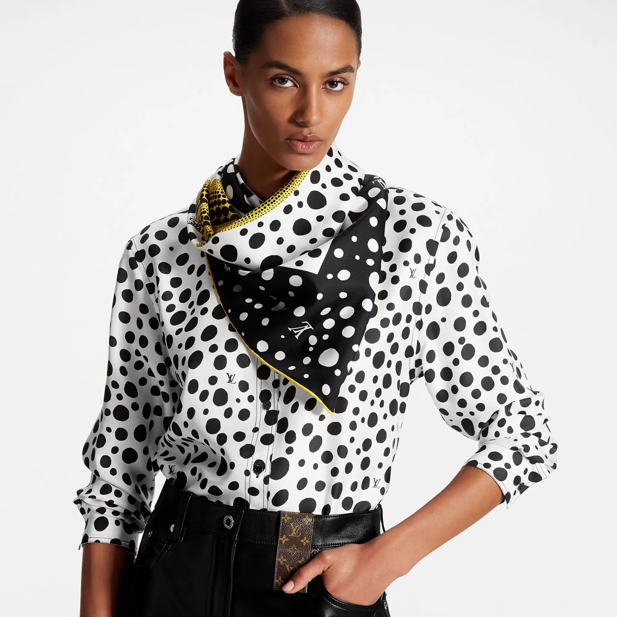 Flash Sale Louis Vuitton Lv X Yk Infinity Dots Square 90 Black/Yellow