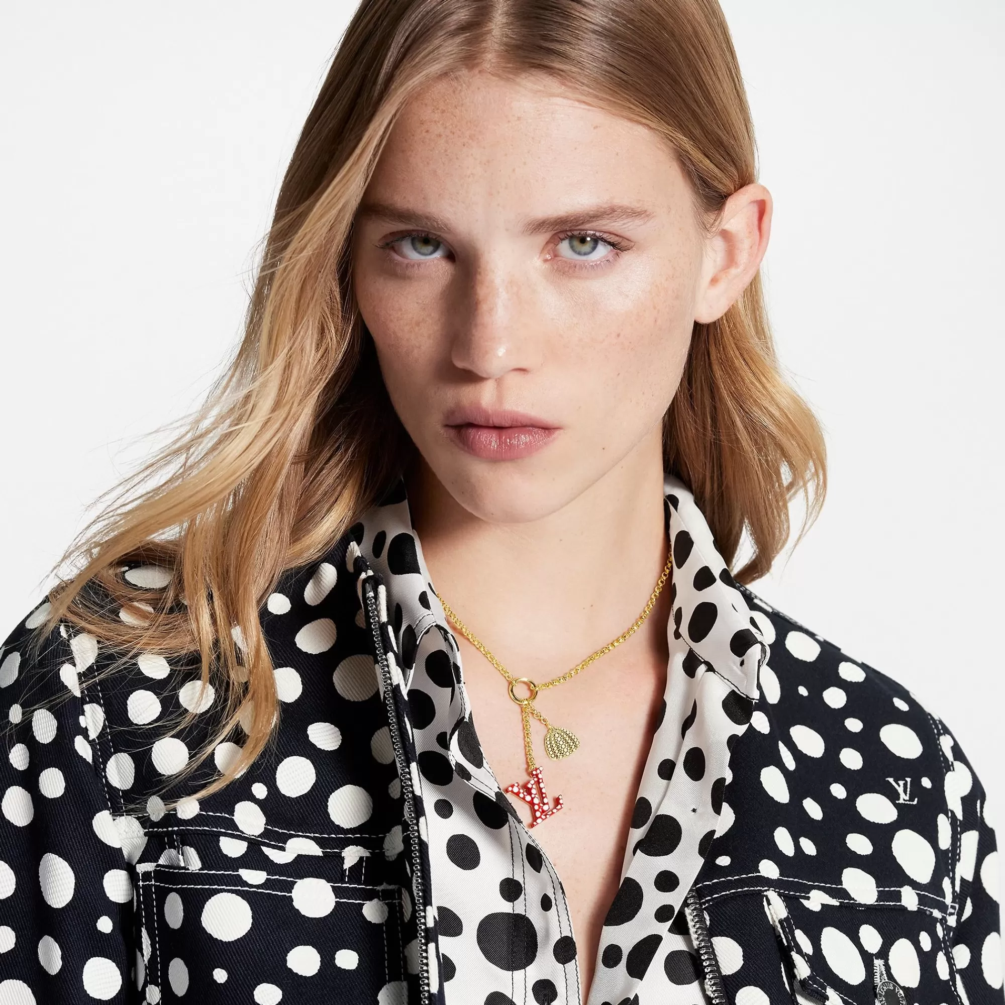 Outlet Louis Vuitton Lv X Yk Lv Iconic Infinity Dots Necklace Red White