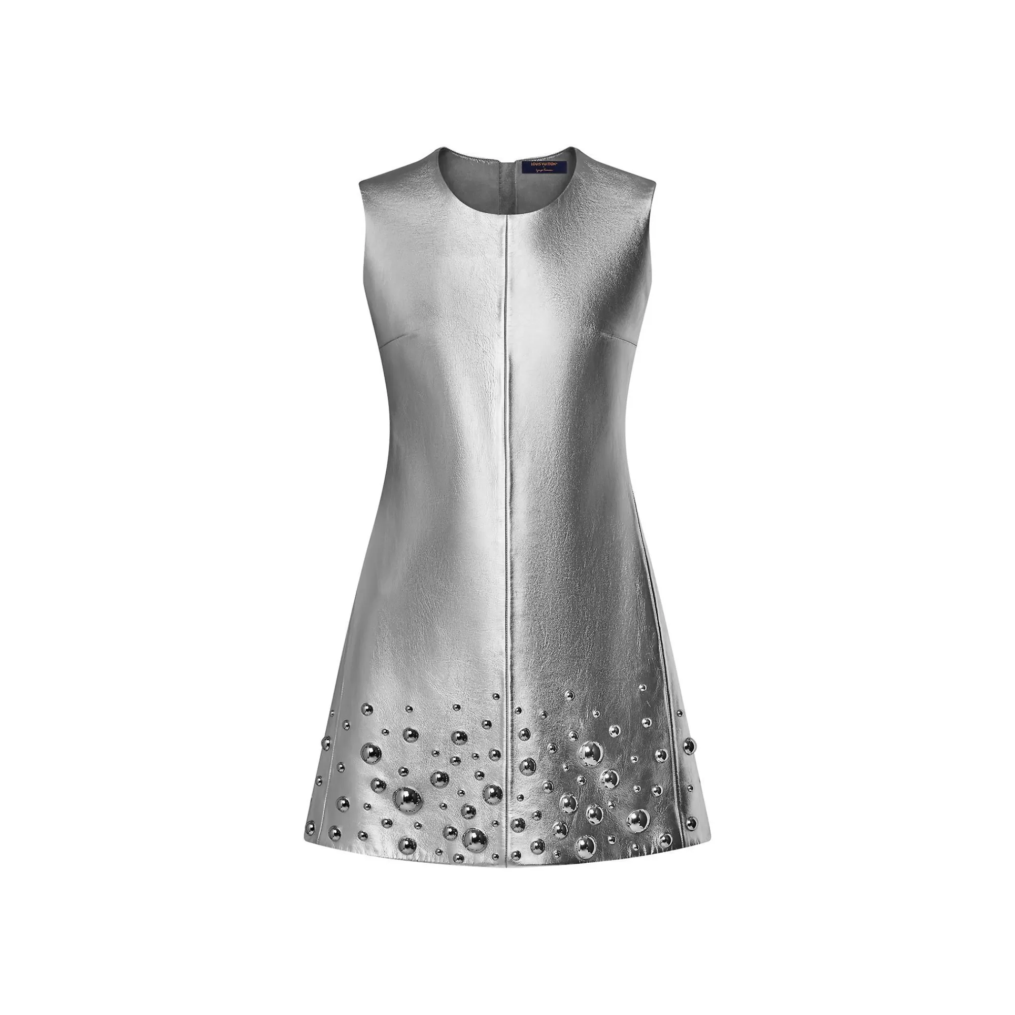 Store Louis Vuitton Lv X Yk Metal Studs Metallized Leather Dress