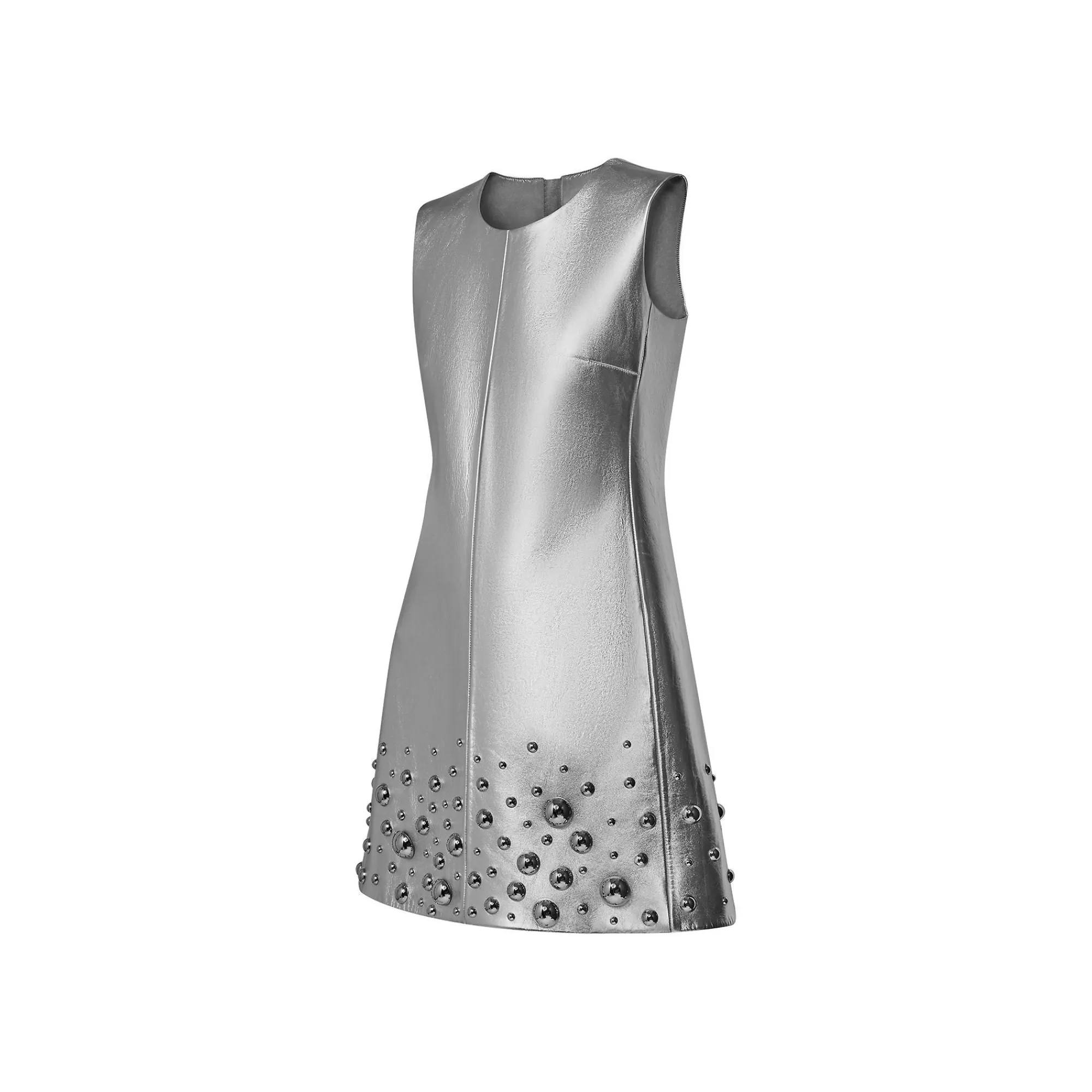 Store Louis Vuitton Lv X Yk Metal Studs Metallized Leather Dress