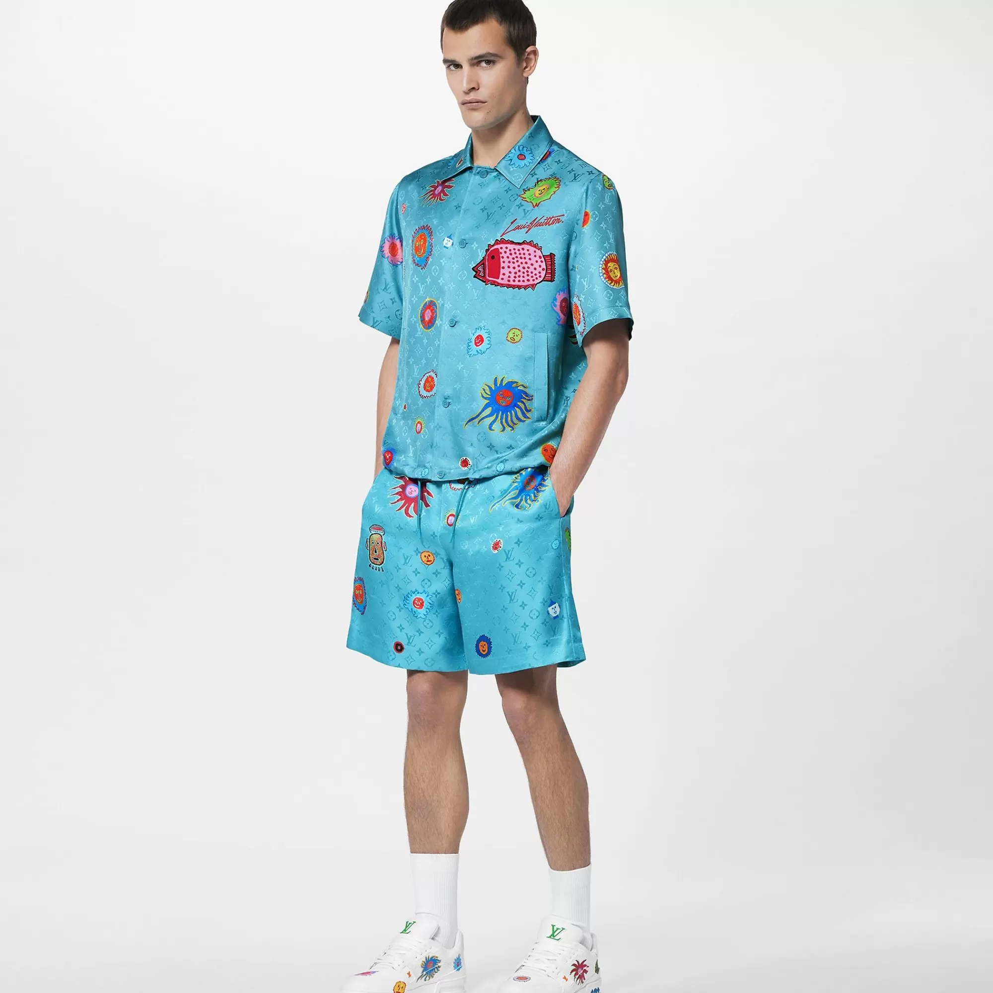 Store Louis Vuitton Lv X Yk Monogram Faces Short Sleeve Shirt