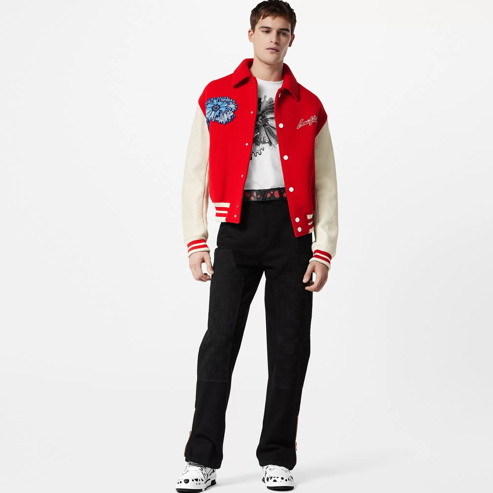 Store Louis Vuitton Lv X Yk Psychedelic Flower Embroidered Varsity Blouson