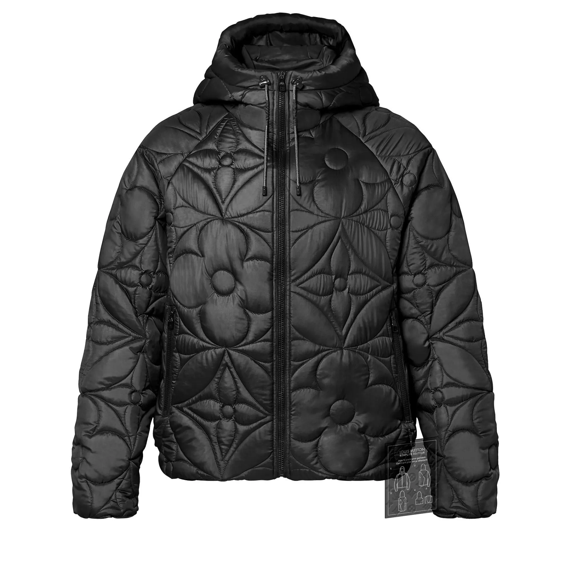 Shop Louis Vuitton Lvse Flower Quilted Hoodie Jacket Black