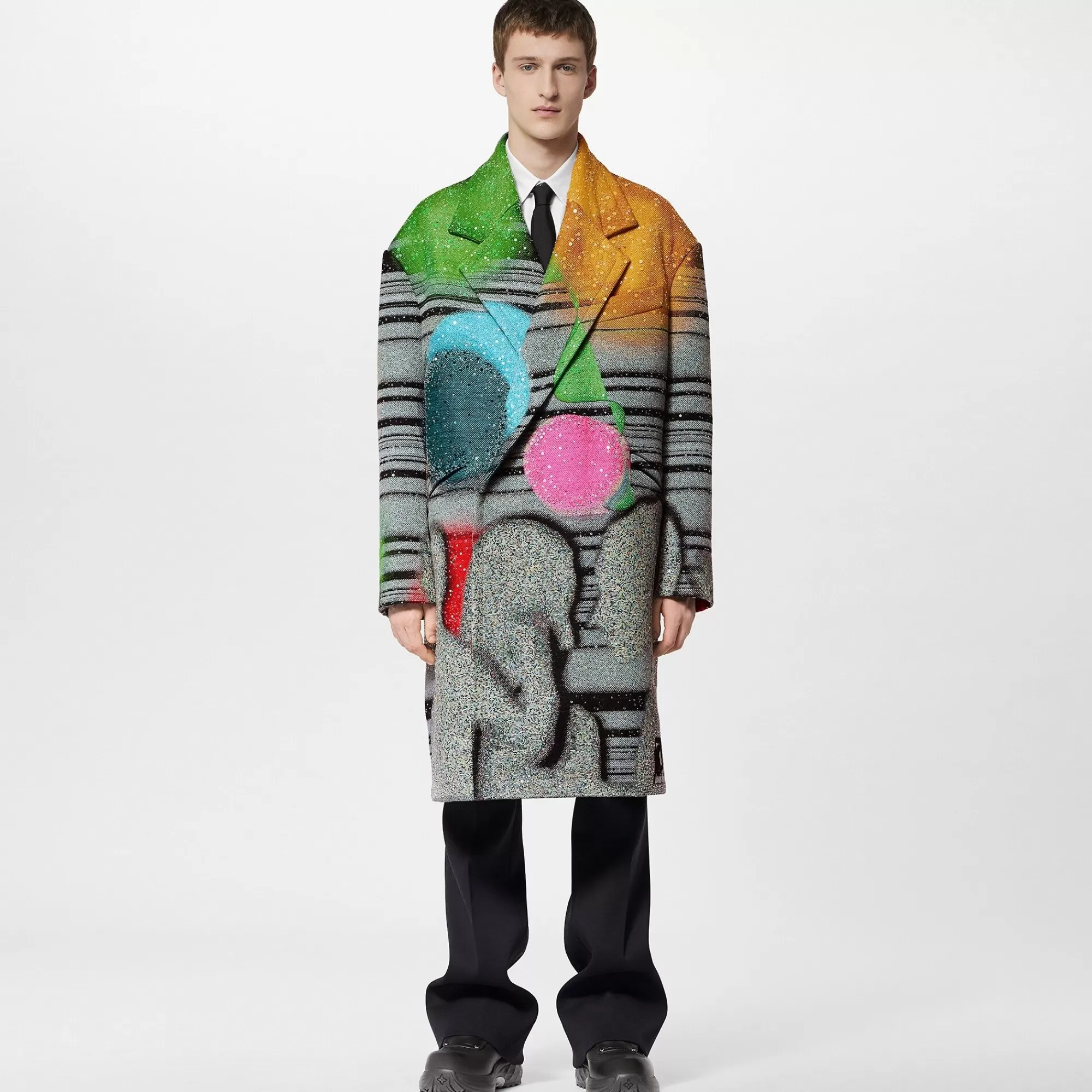 Best Sale Louis Vuitton Made To Order Embroidered Jacquard Wool Coat