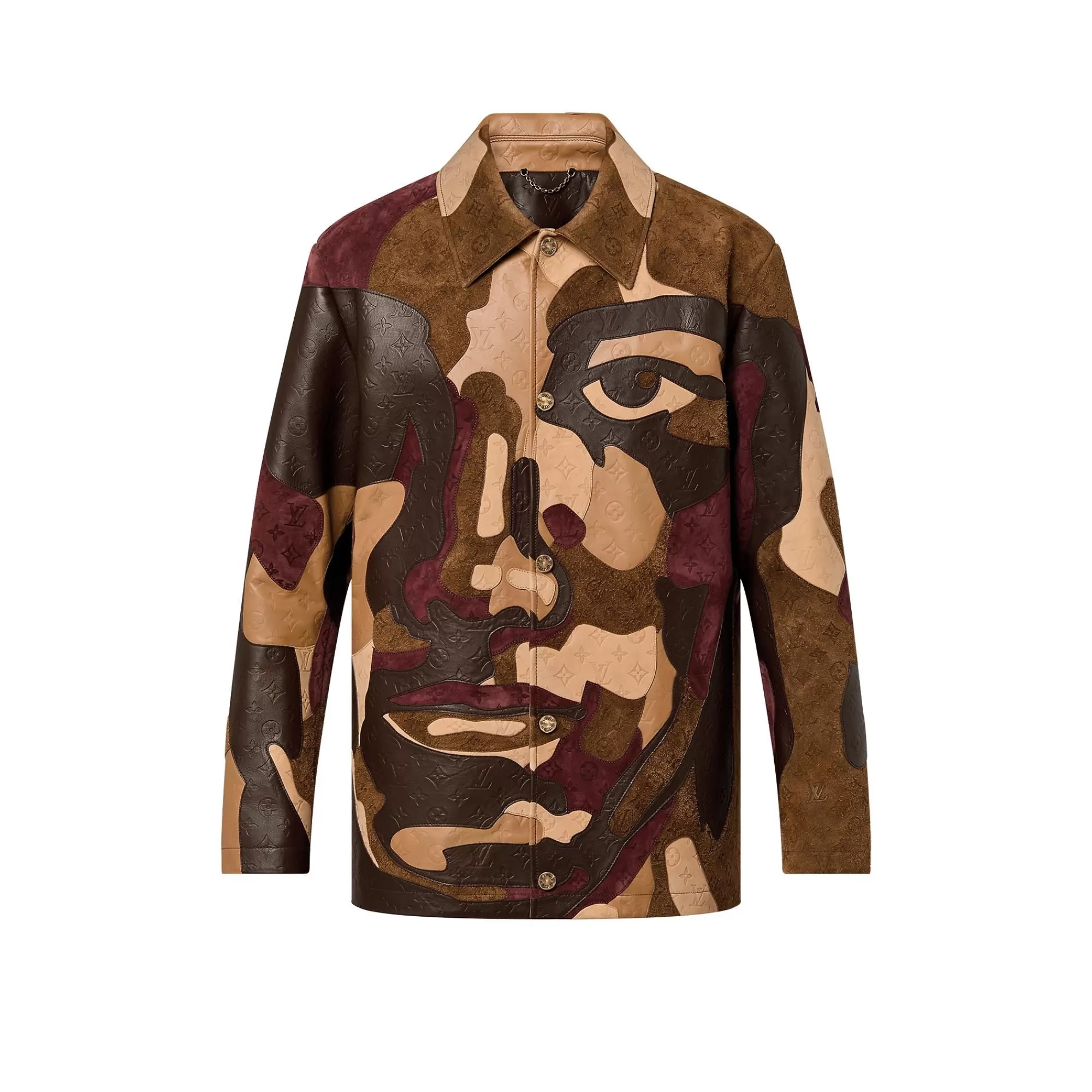 Clearance Louis Vuitton Made To Order Monogram Patchworked Portrait Leather Jacket