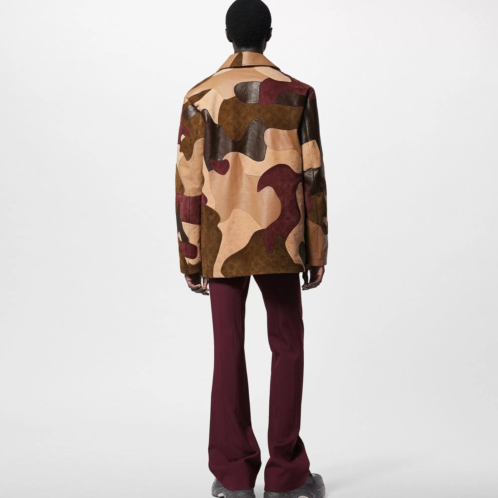 Clearance Louis Vuitton Made To Order Monogram Patchworked Portrait Leather Jacket