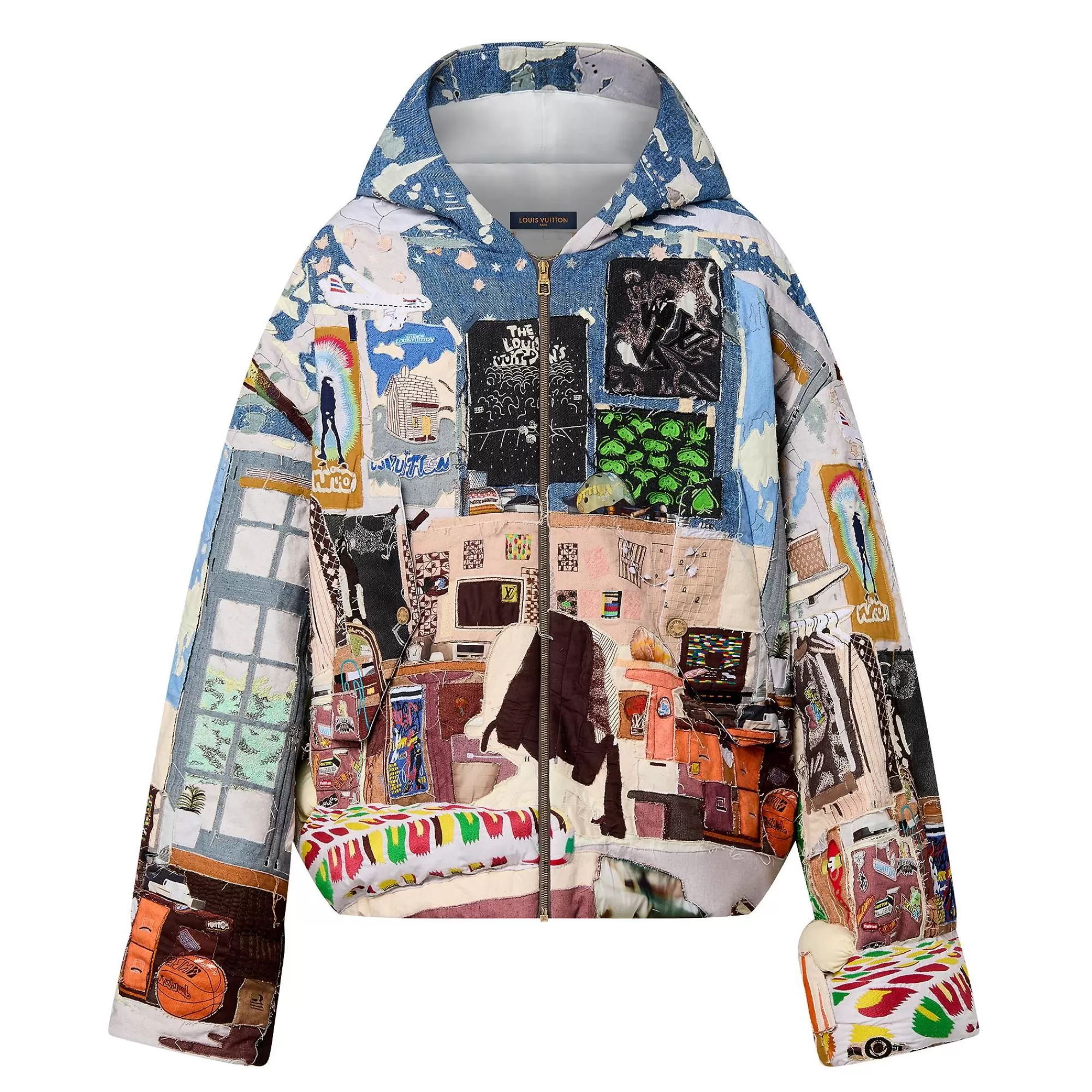 Shop Louis Vuitton Made To Order Patchworked Oversized Hooded Blouson