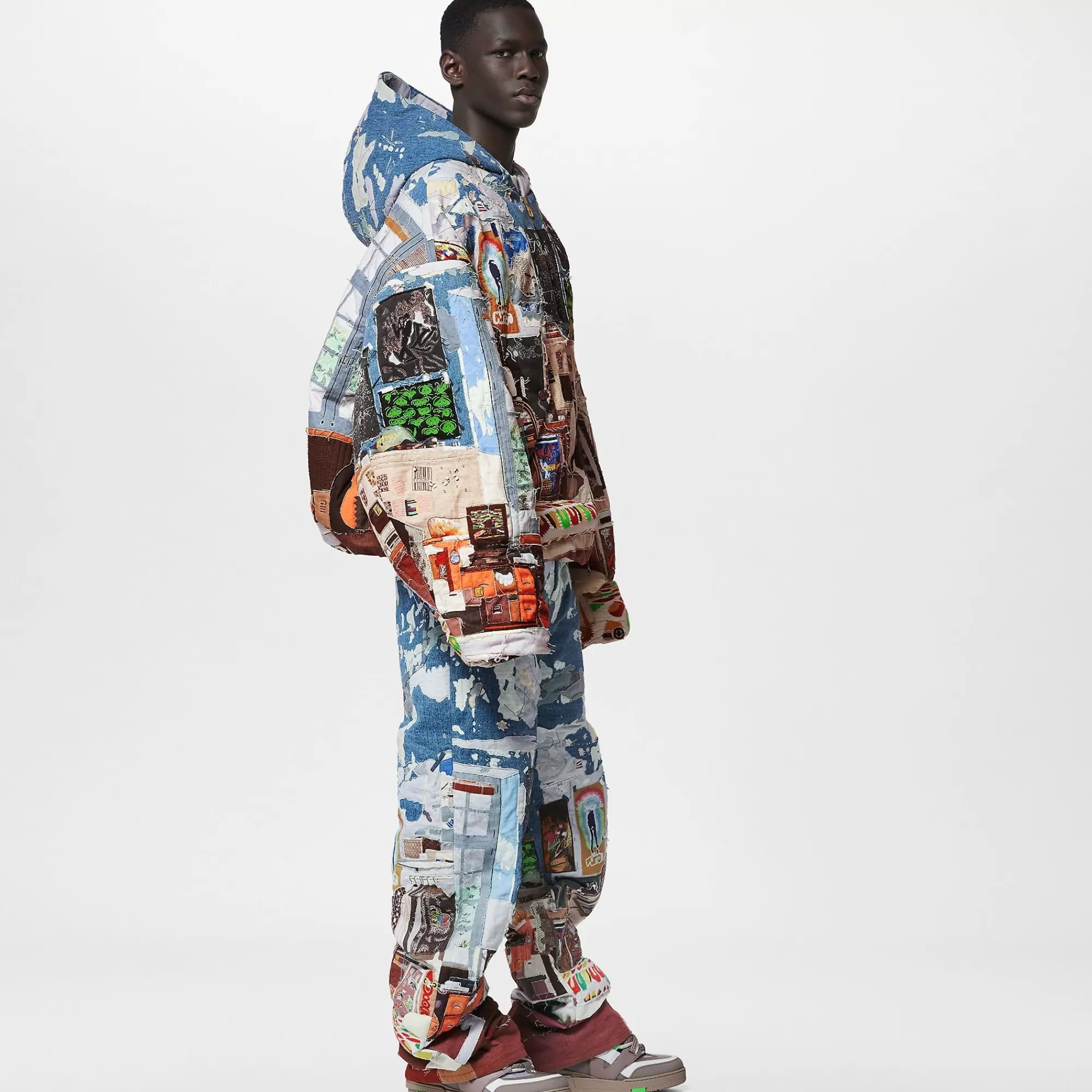 Shop Louis Vuitton Made To Order Patchworked Oversized Hooded Blouson