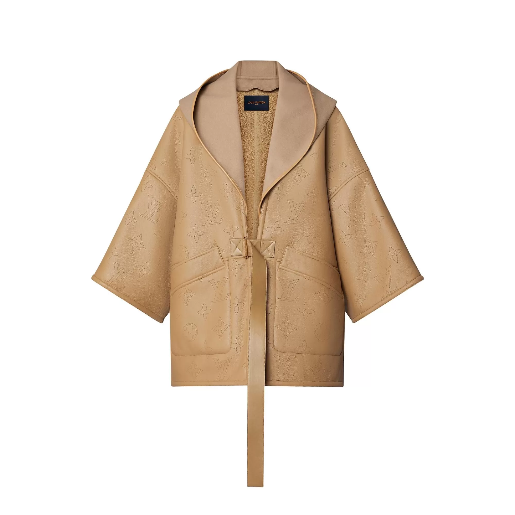 Shop Louis Vuitton Mahina Monogram Shearling Kimono Jacket