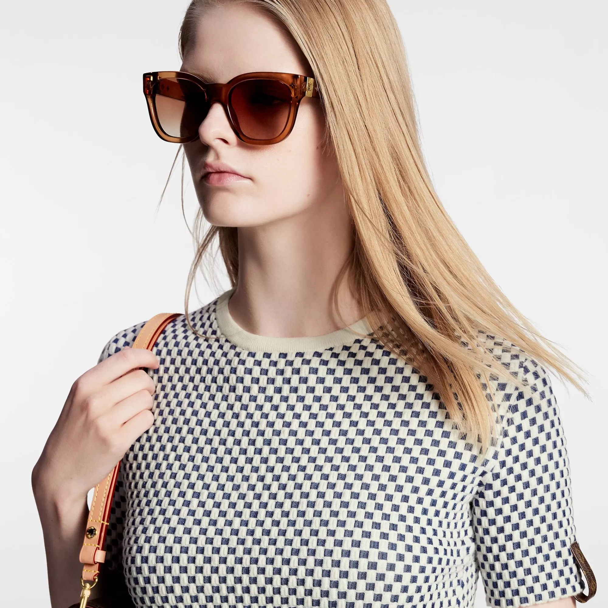 New Louis Vuitton Mini Checkerboard Knit Top Milk White