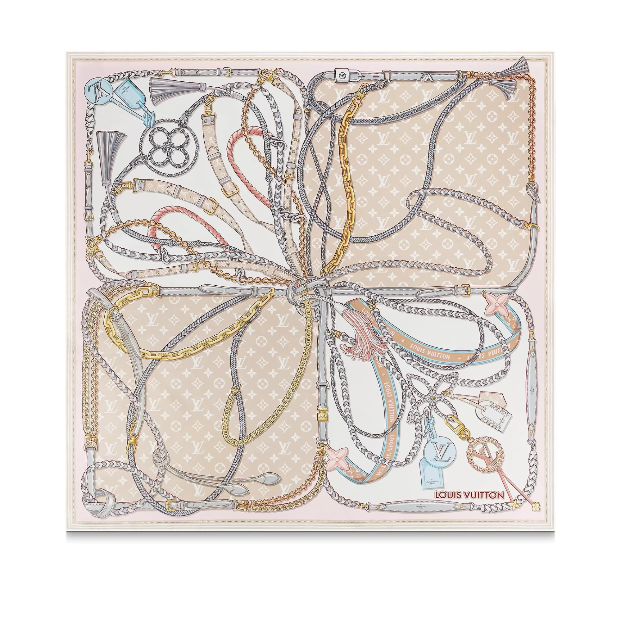 Best Sale Louis Vuitton Mix And Straps Square 90 Beige