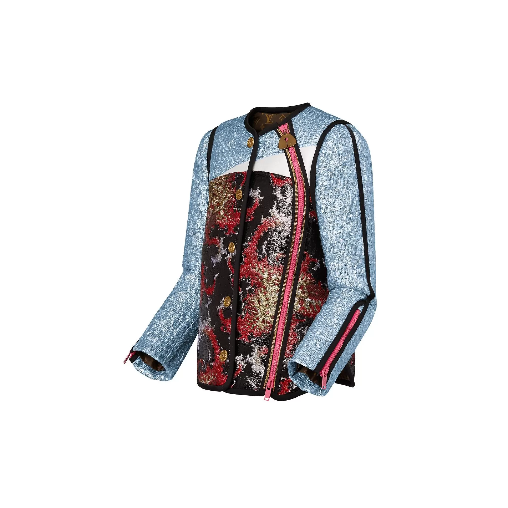 Best Louis Vuitton Mixed Material Collarless Jacket