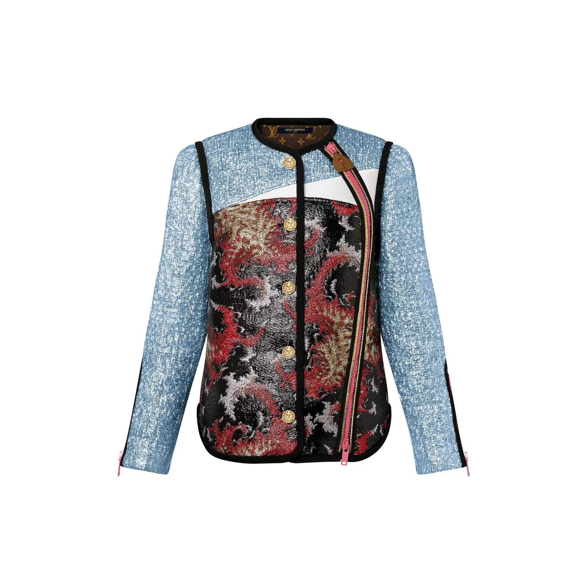 Best Louis Vuitton Mixed Material Collarless Jacket