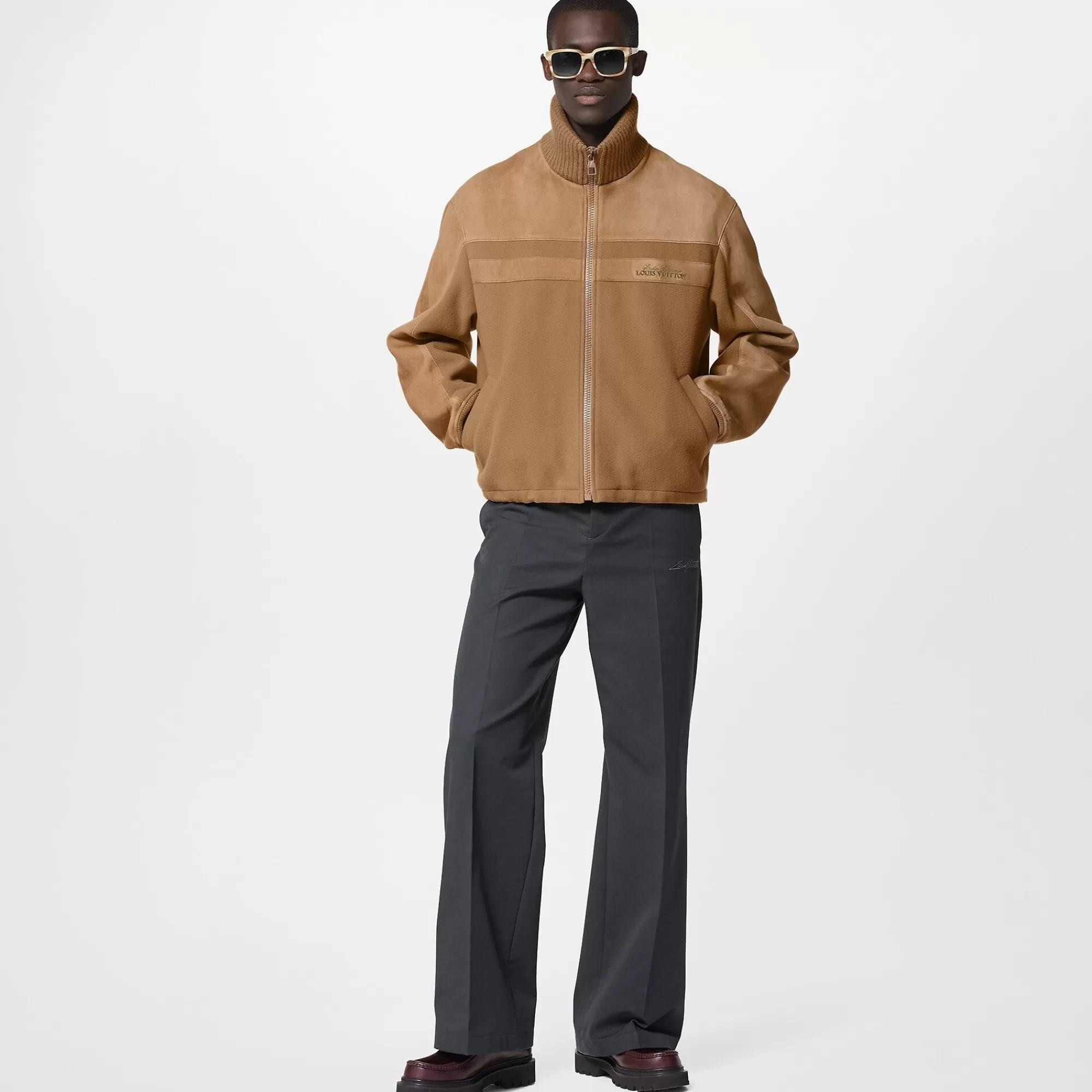 New Louis Vuitton Mixed Material Leather Teddy Blouson