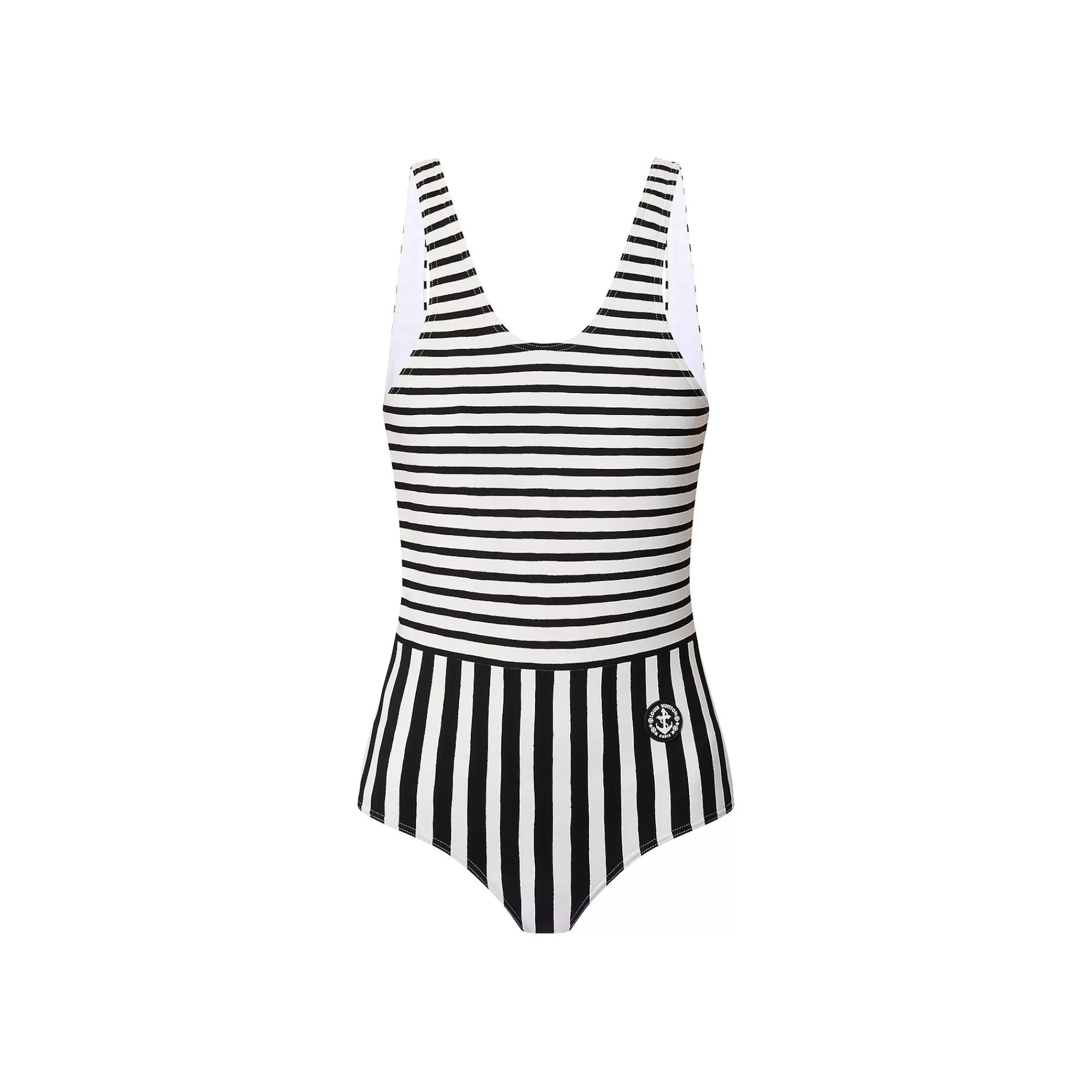 Shop Louis Vuitton Mixed Stripes One-Piece Swimsuit