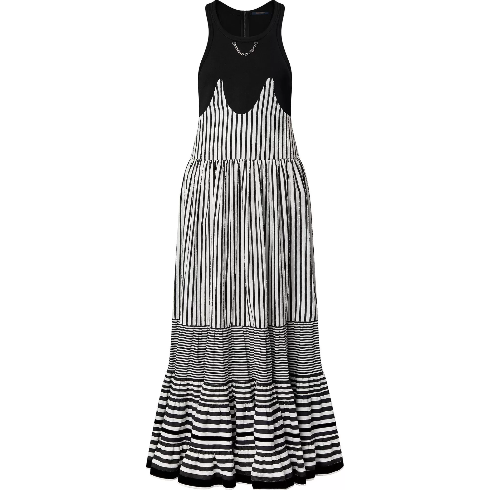 Outlet Louis Vuitton Mixed Stripes Tiered Dress
