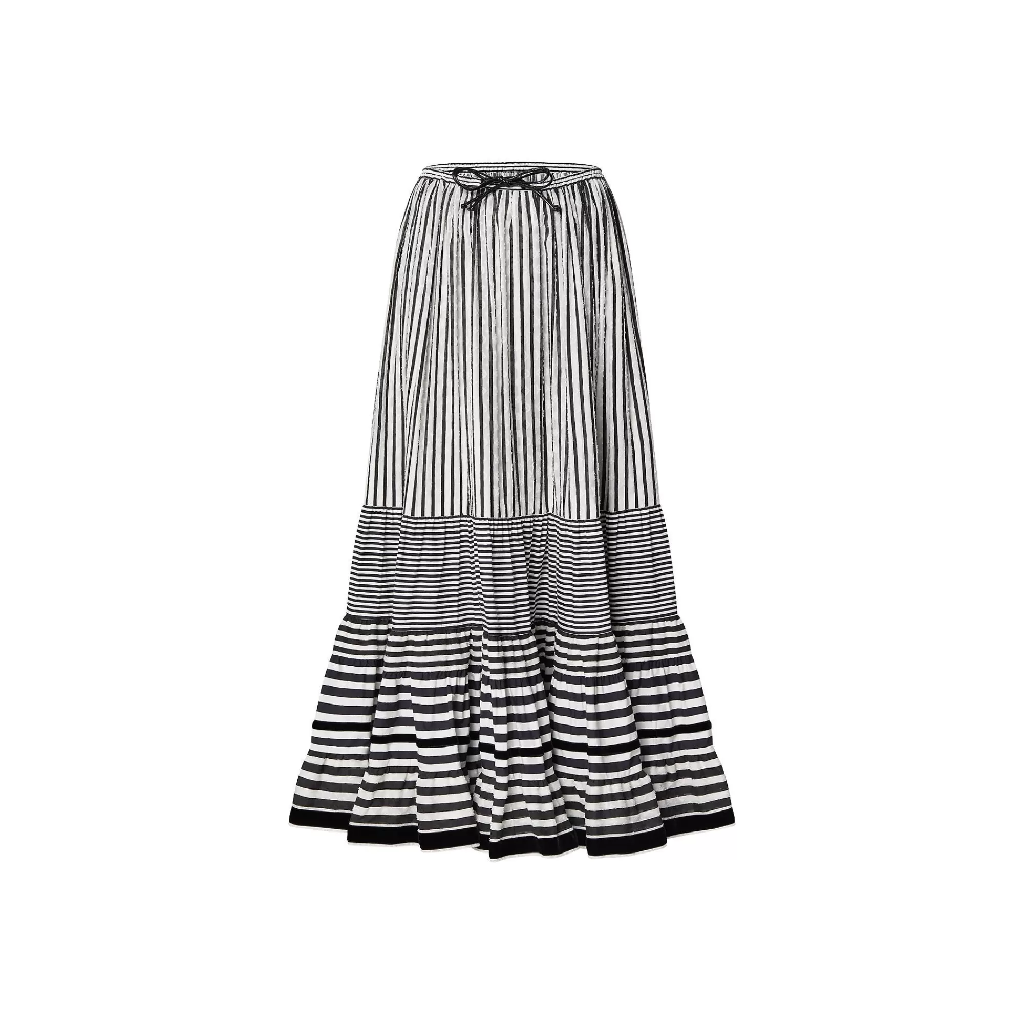 Fashion Louis Vuitton Mixed Stripes Tiered Midi Skirt