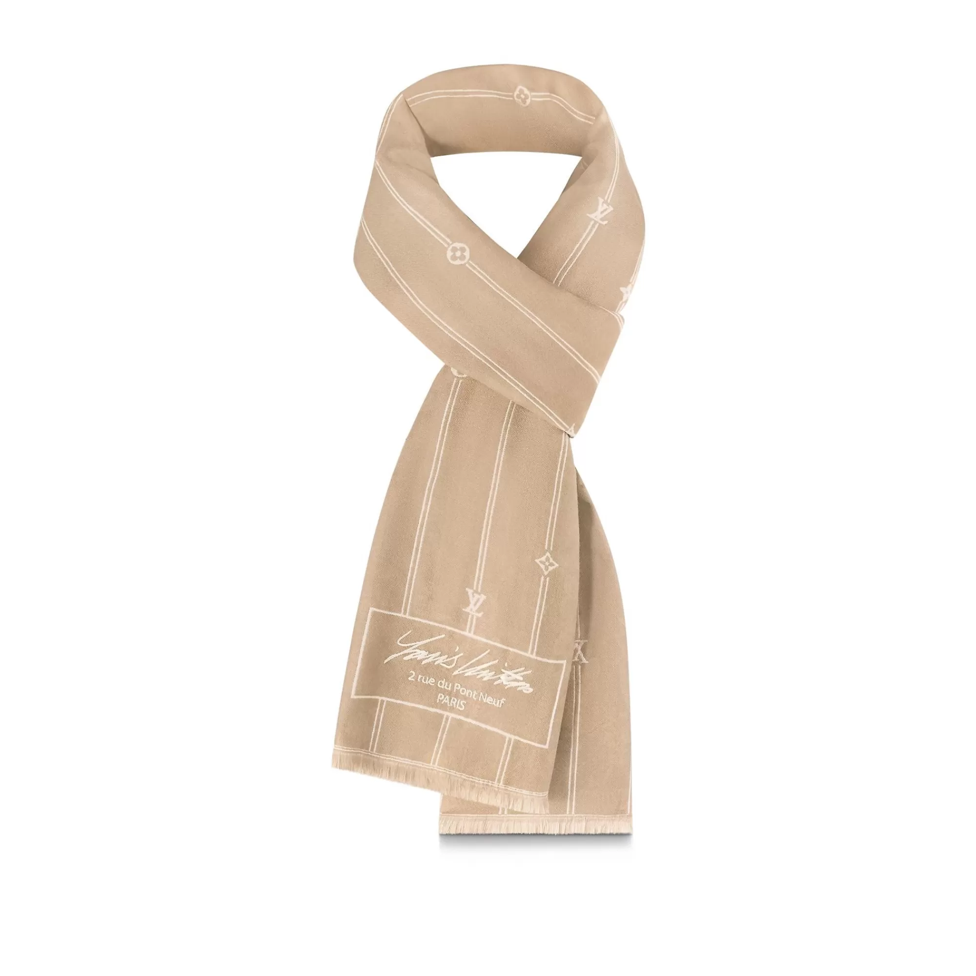 Shop Louis Vuitton Mng Stripes Stole Beige