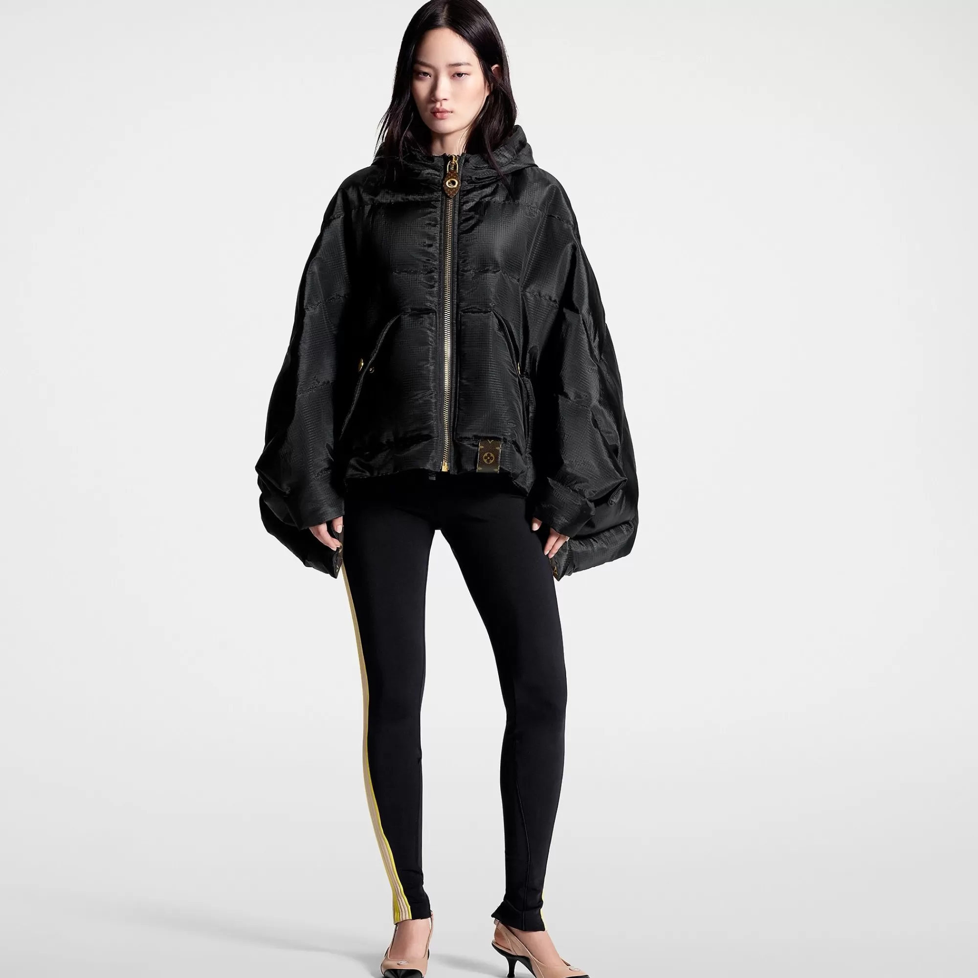 Store Louis Vuitton Monogram Accent Pillow Puffer Cape Black