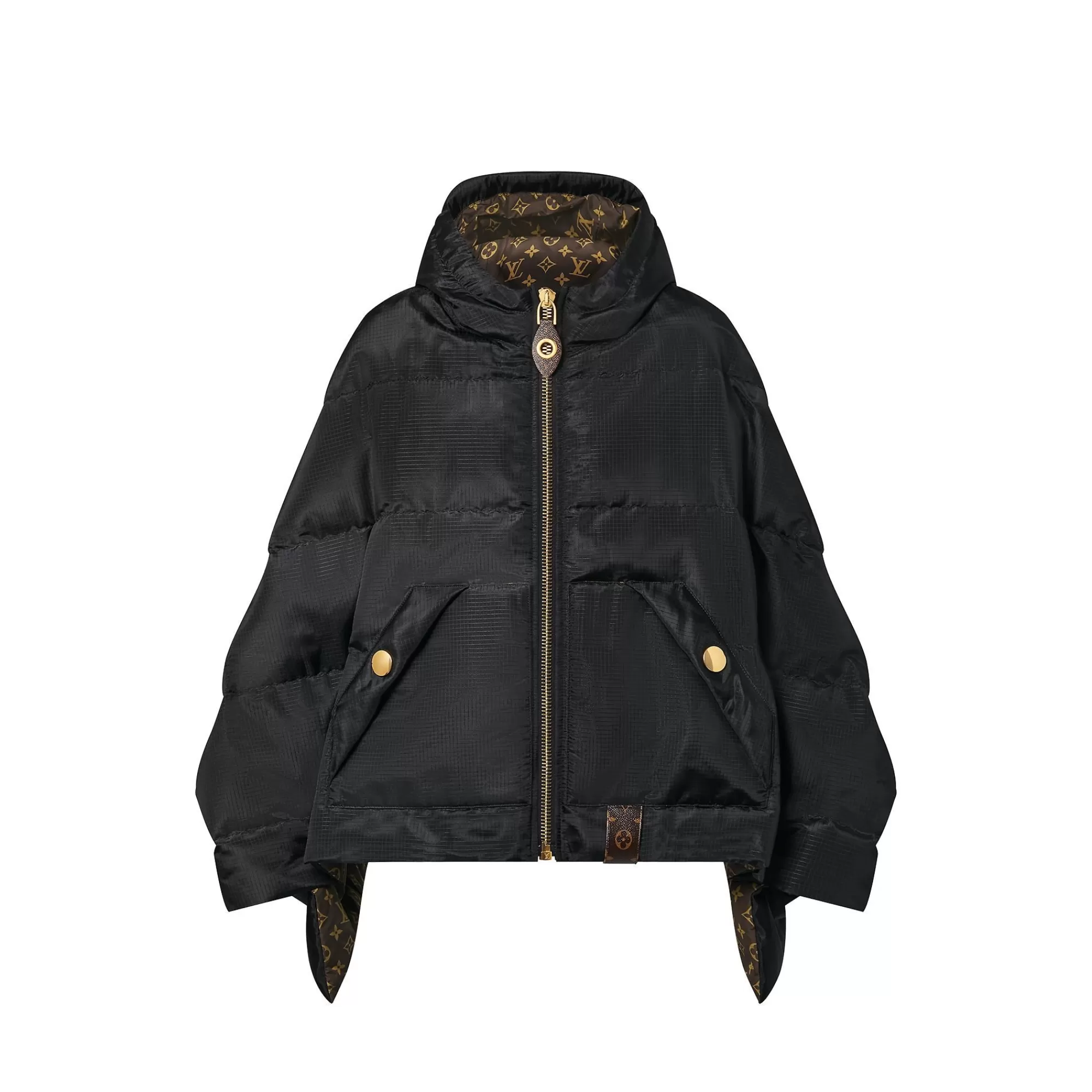 Store Louis Vuitton Monogram Accent Pillow Puffer Cape Black