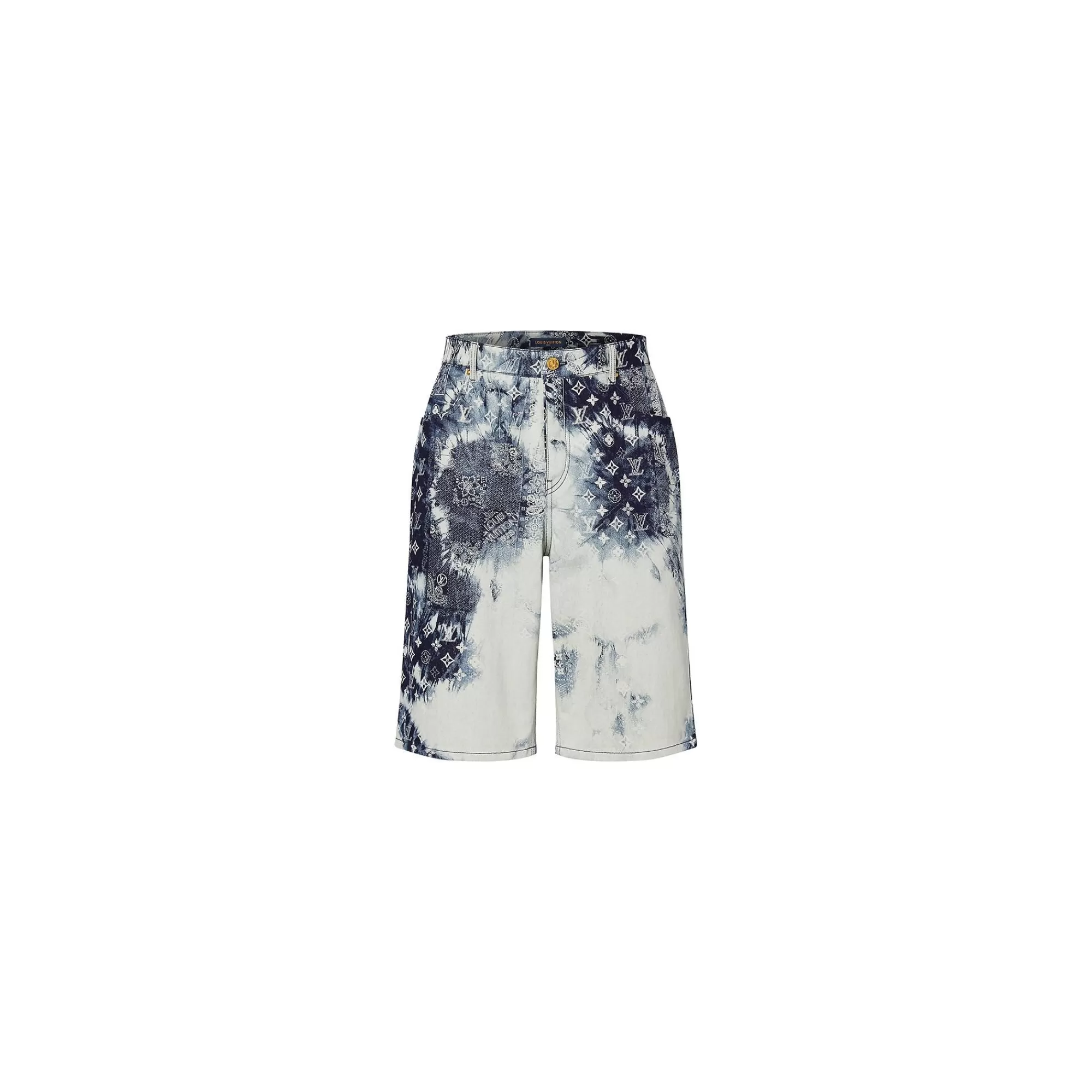 Shop Louis Vuitton Monogram Bandana Denim Shorts