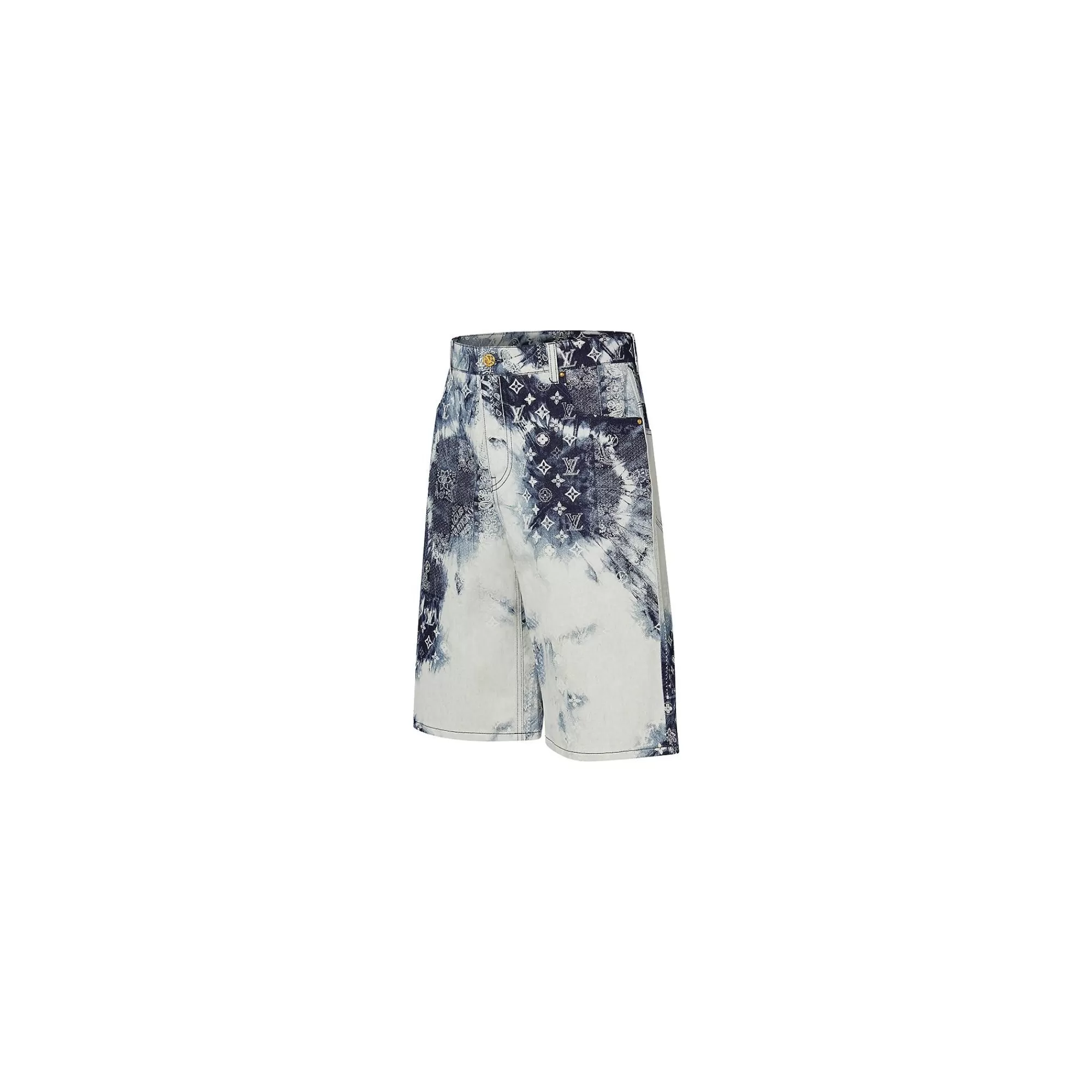 Shop Louis Vuitton Monogram Bandana Denim Shorts