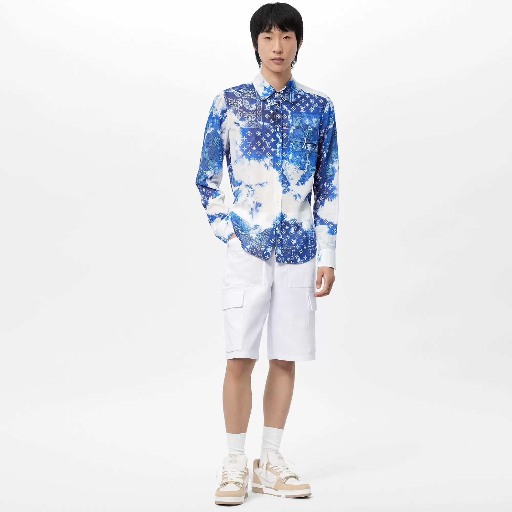 Cheap Louis Vuitton Monogram Bandana Hook Detail Long-Sleeved Shirt