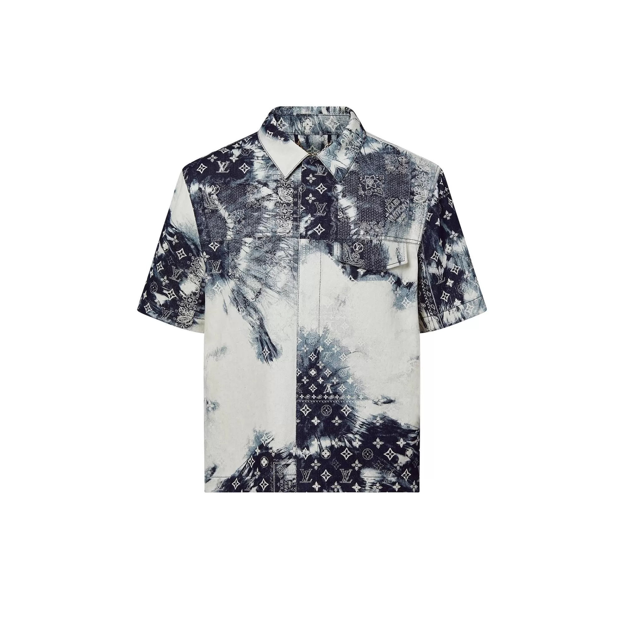 Cheap Louis Vuitton Monogram Bandana Short-Sleeved Denim Shirt