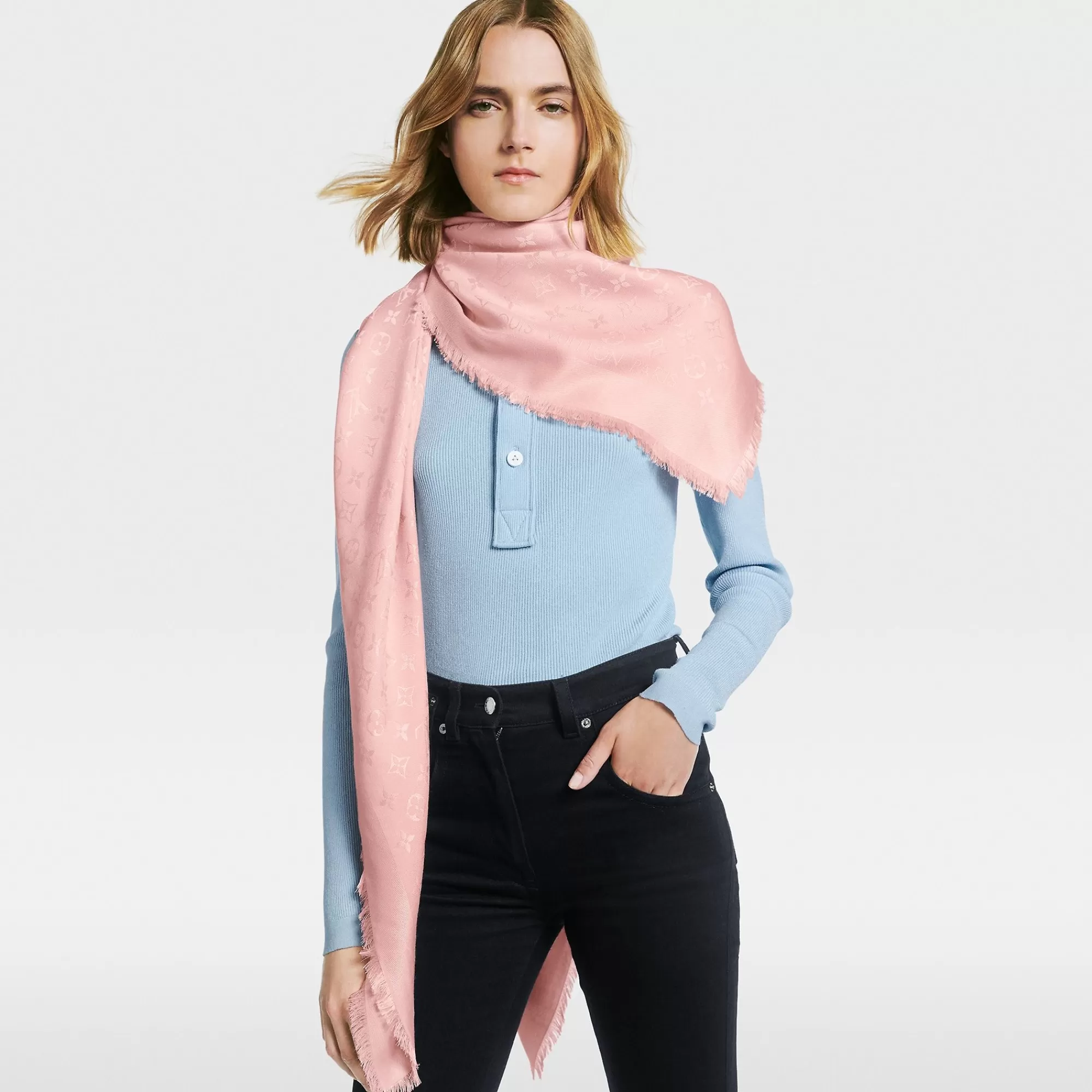 Cheap Louis Vuitton Monogram Classic Shawl Blush