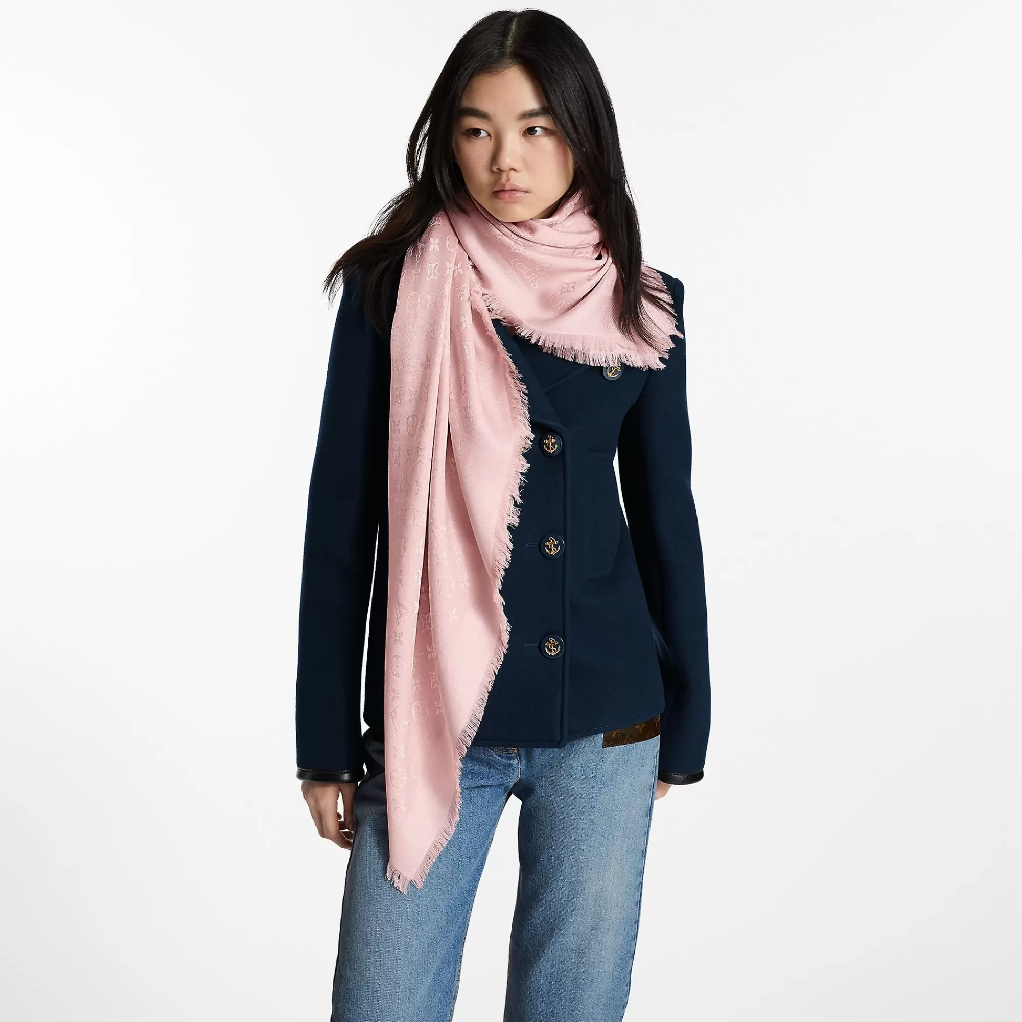 Clearance Louis Vuitton Monogram Classic Shawl Rose Poudre