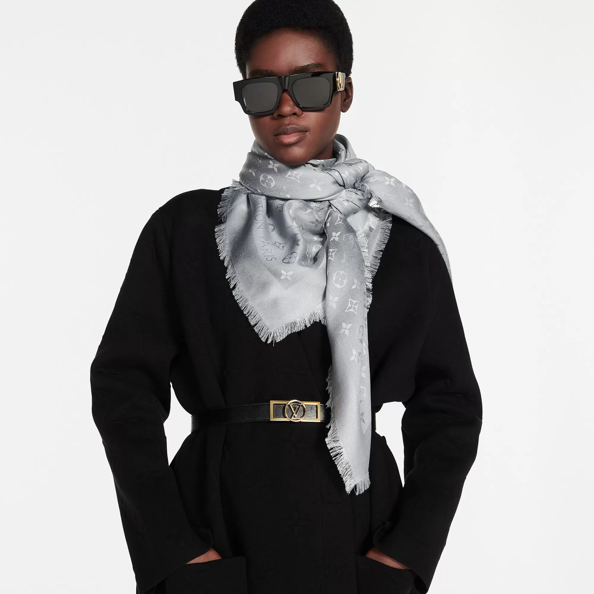 Best Sale Louis Vuitton Monogram Classic Shawl Grey Mouse
