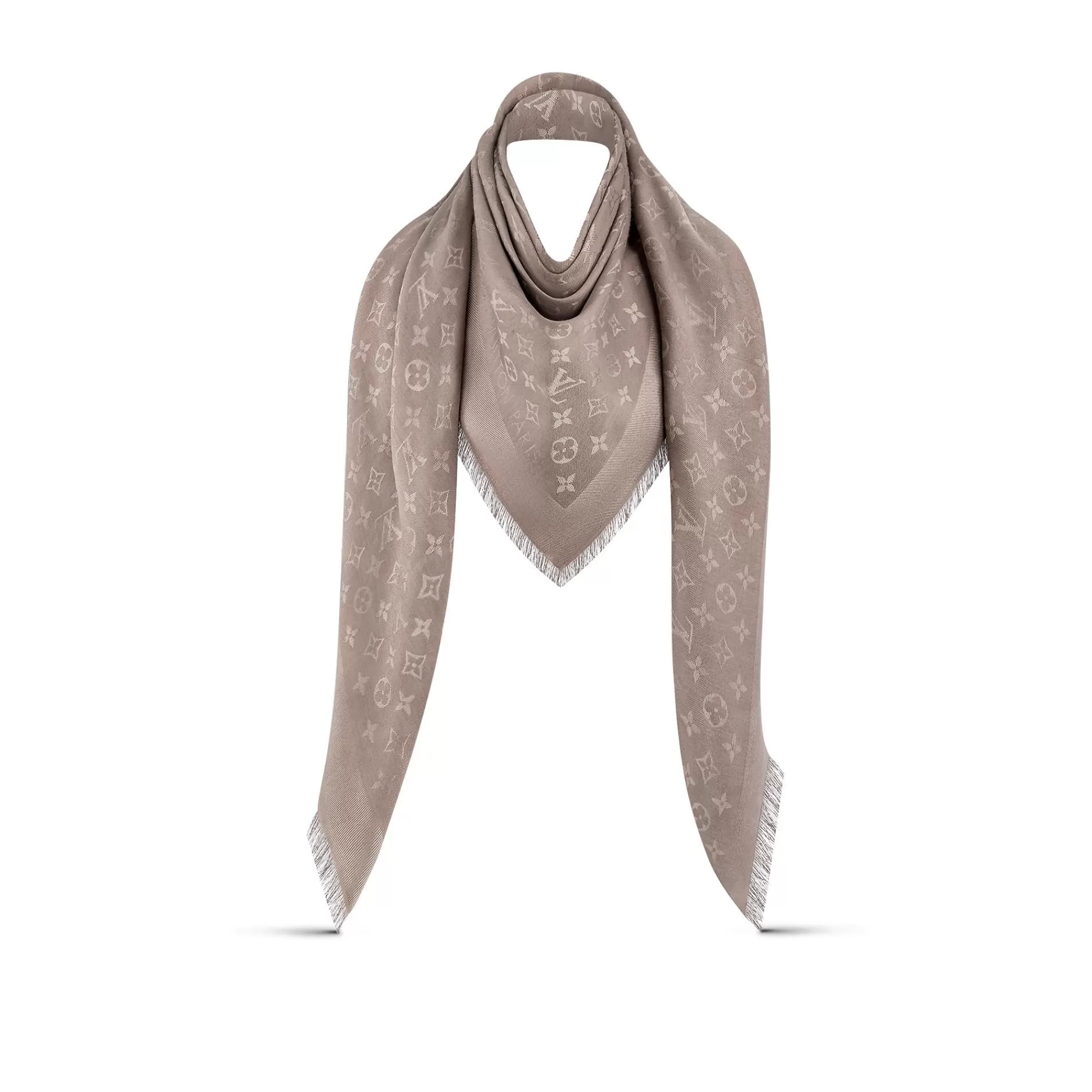 Shop Louis Vuitton Monogram Classic Shawl Taupe