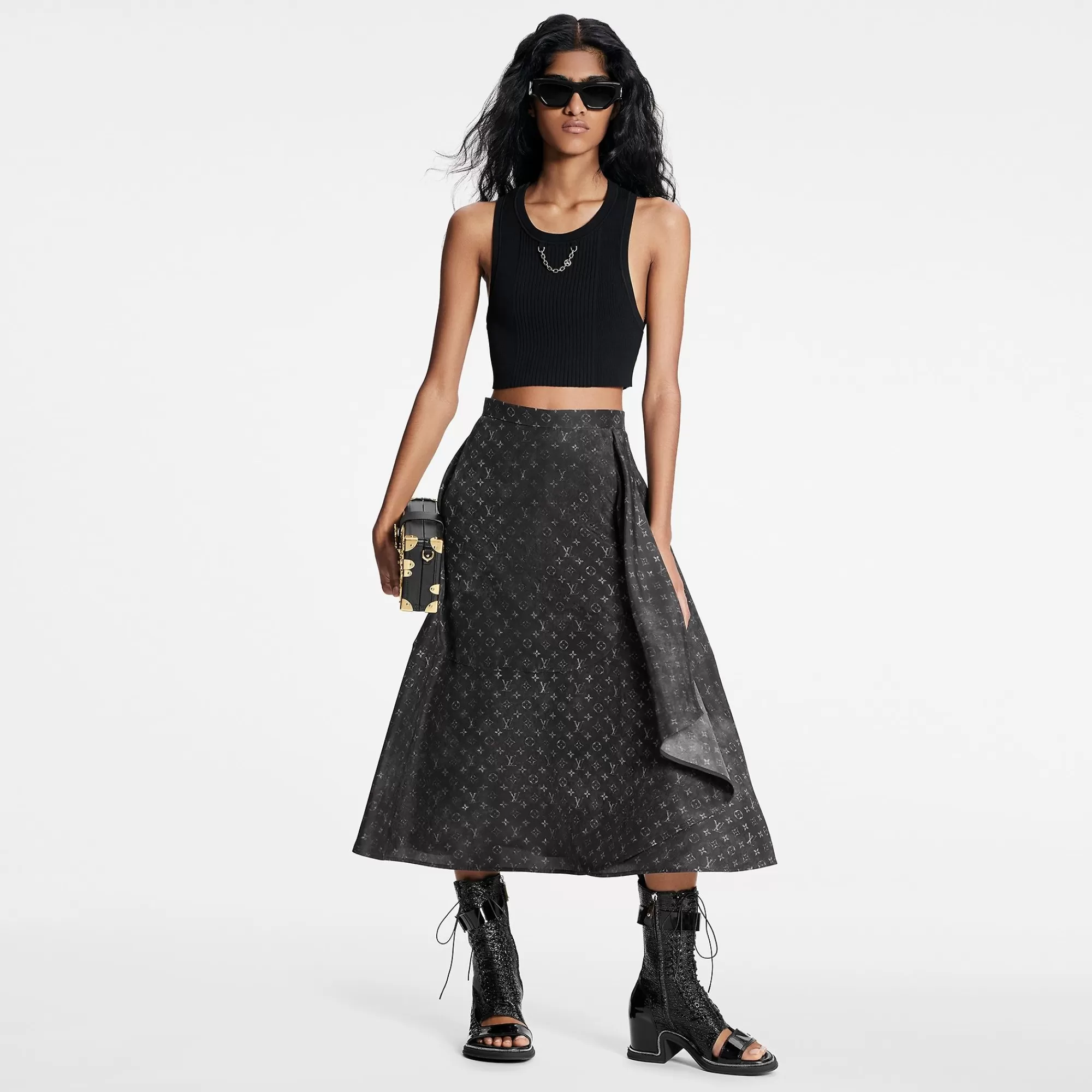 Discount Louis Vuitton Monogram Cloud Pleat Detail Skirt