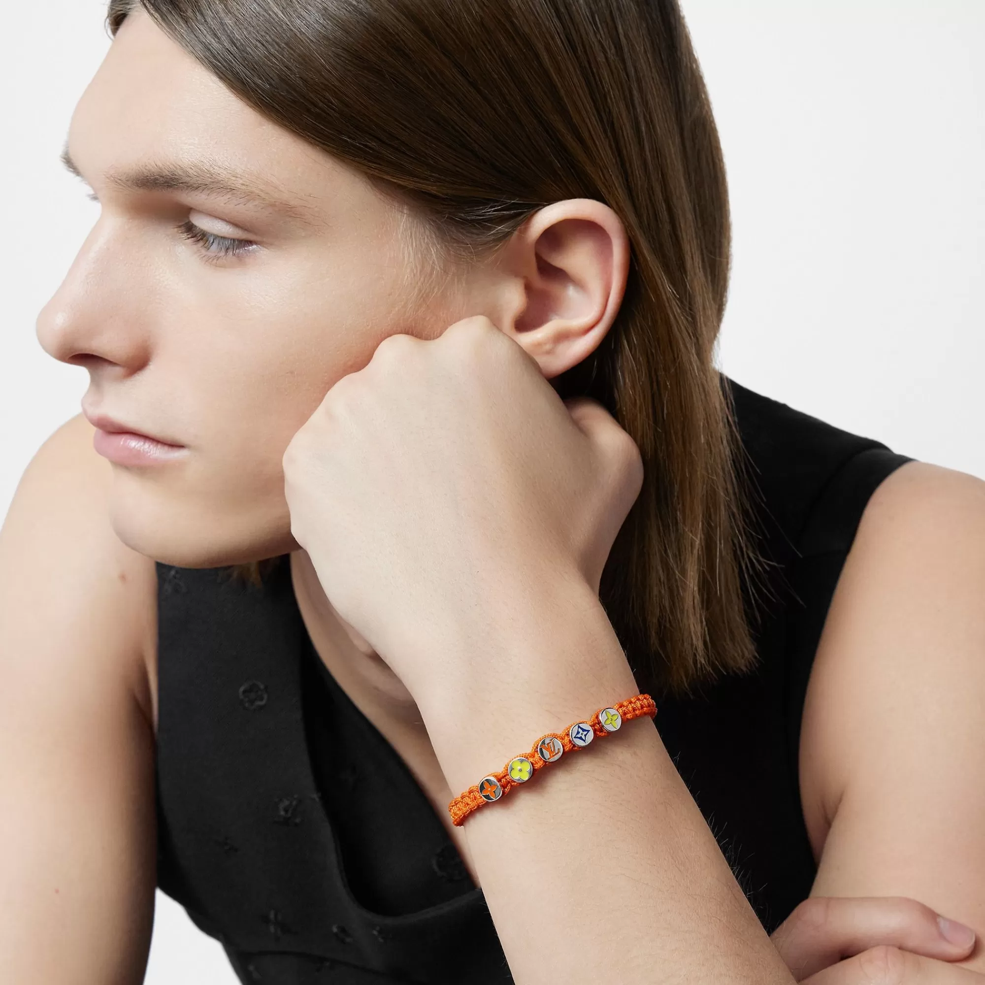 Hot Louis Vuitton Monogram Colours Braided Bracelet Orange
