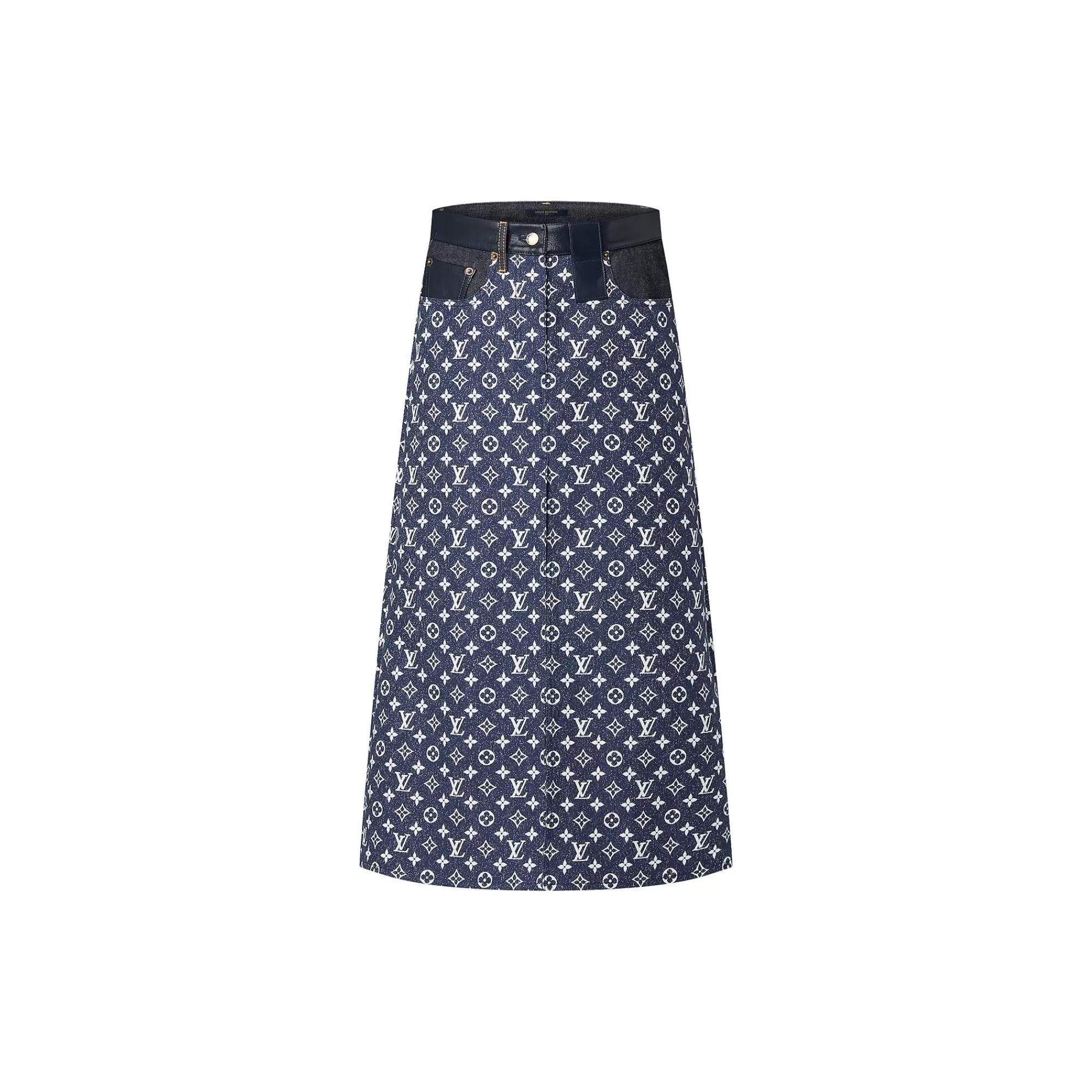 Best Louis Vuitton Monogram Denim Midi Skirt
