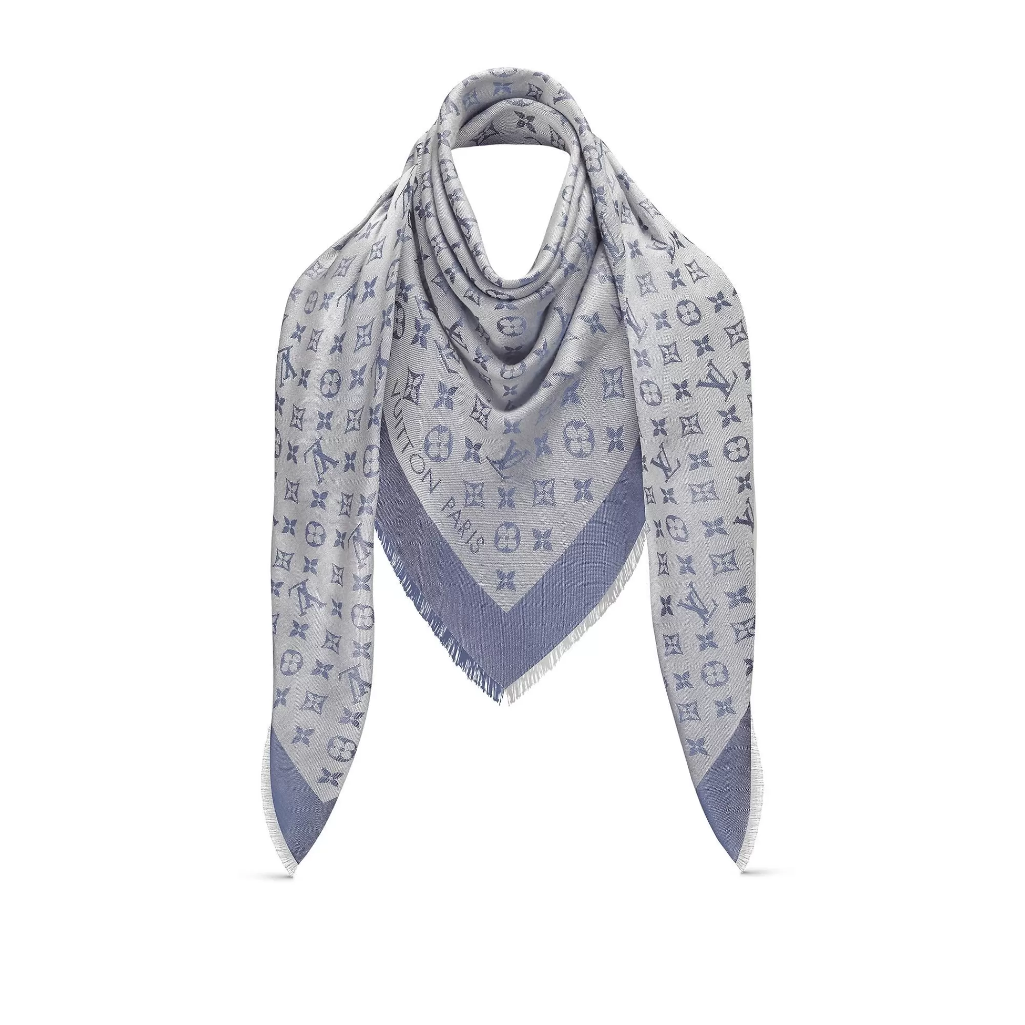 Best Sale Louis Vuitton Monogram Denim Shawl Light Blue