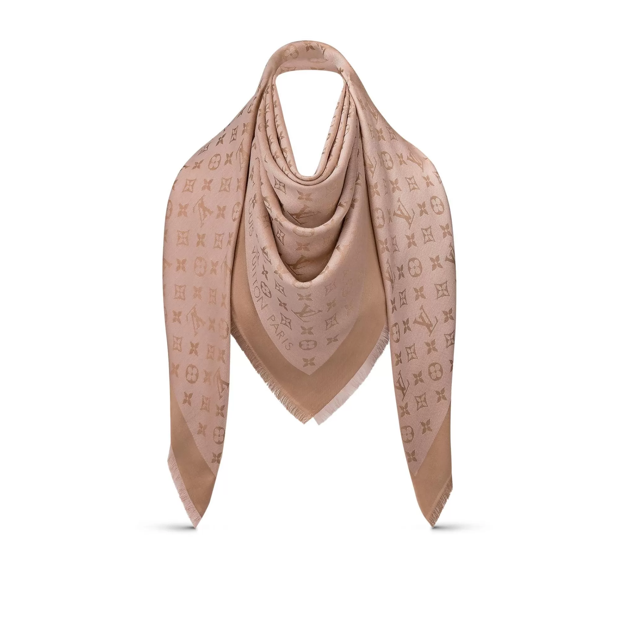 Sale Louis Vuitton Monogram Denim Shawl Beige Rose