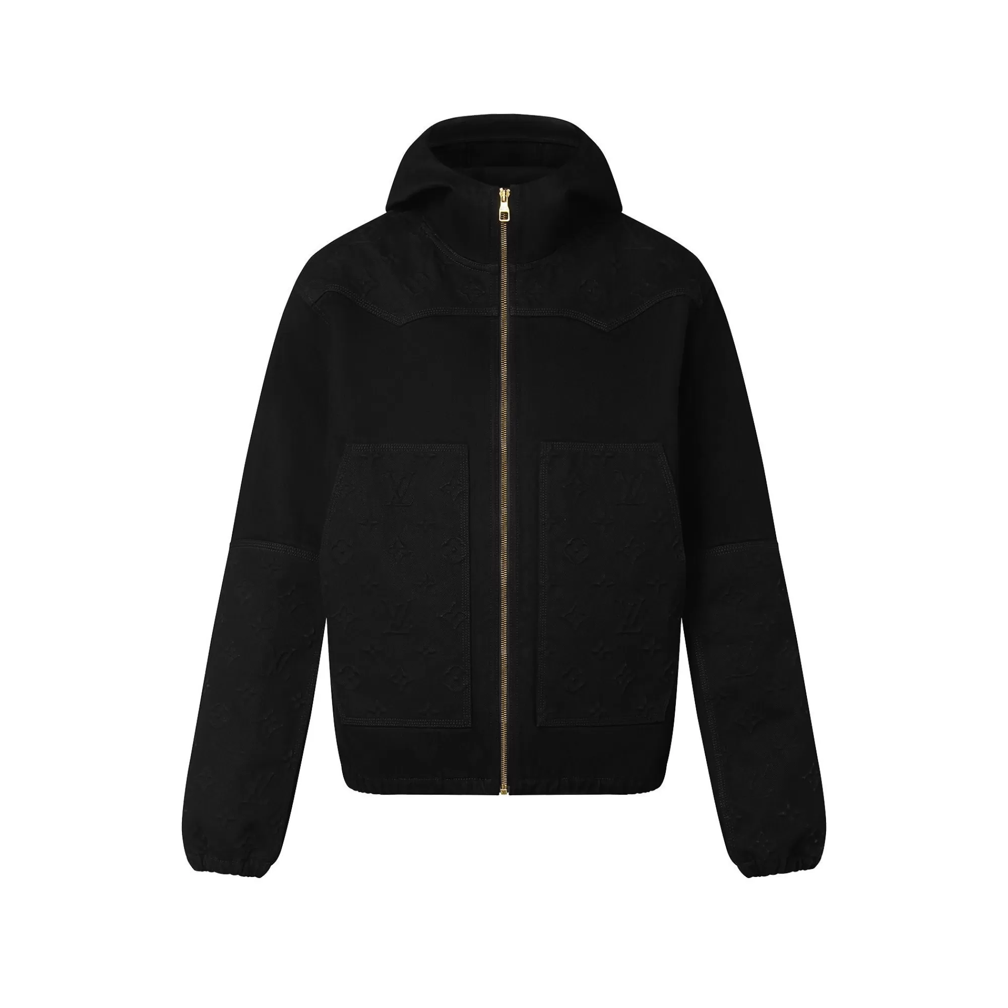 Sale Louis Vuitton Monogram Detail Hooded Denim Jacket