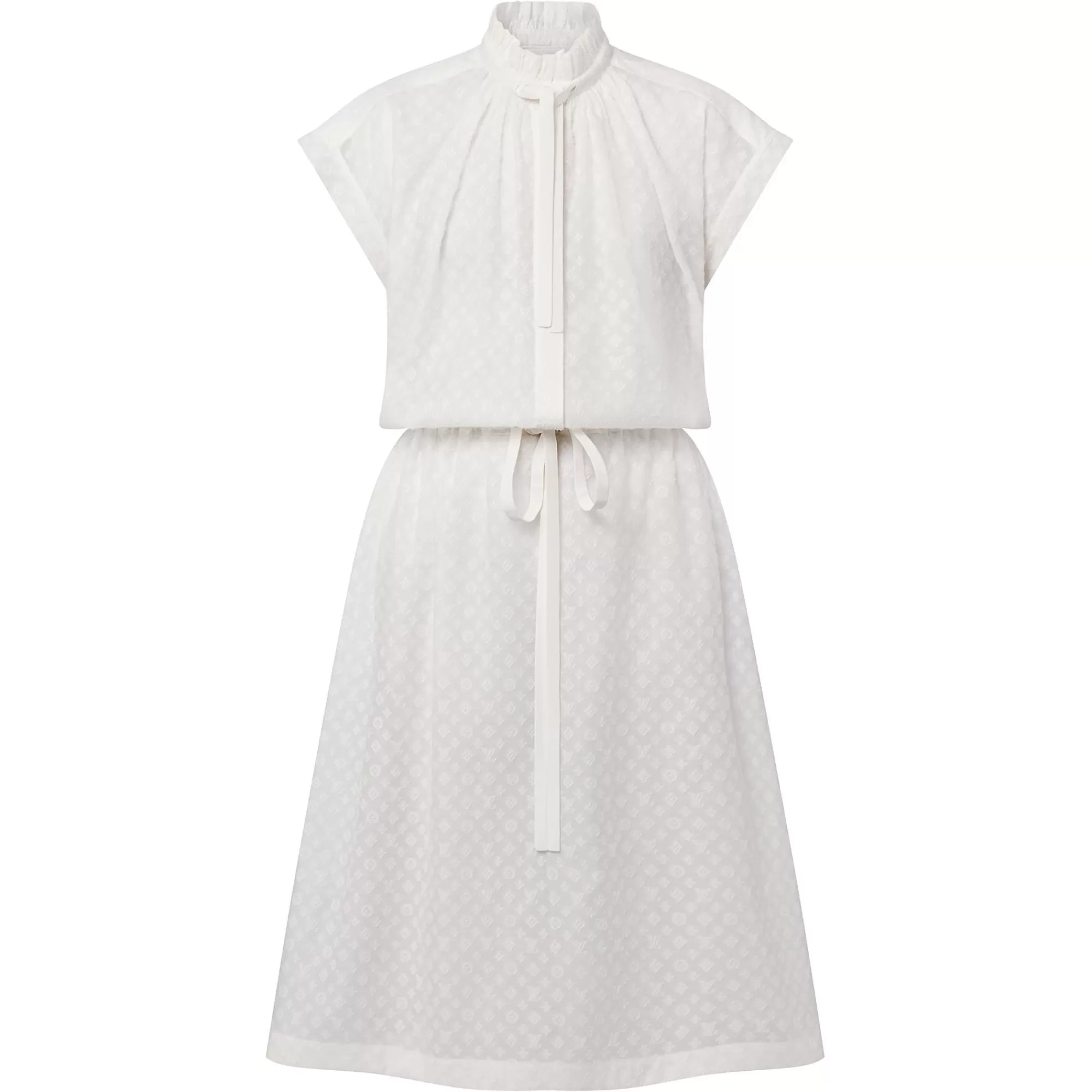 New Louis Vuitton Monogram Fil Coupe Lavaliere Collar Dress
