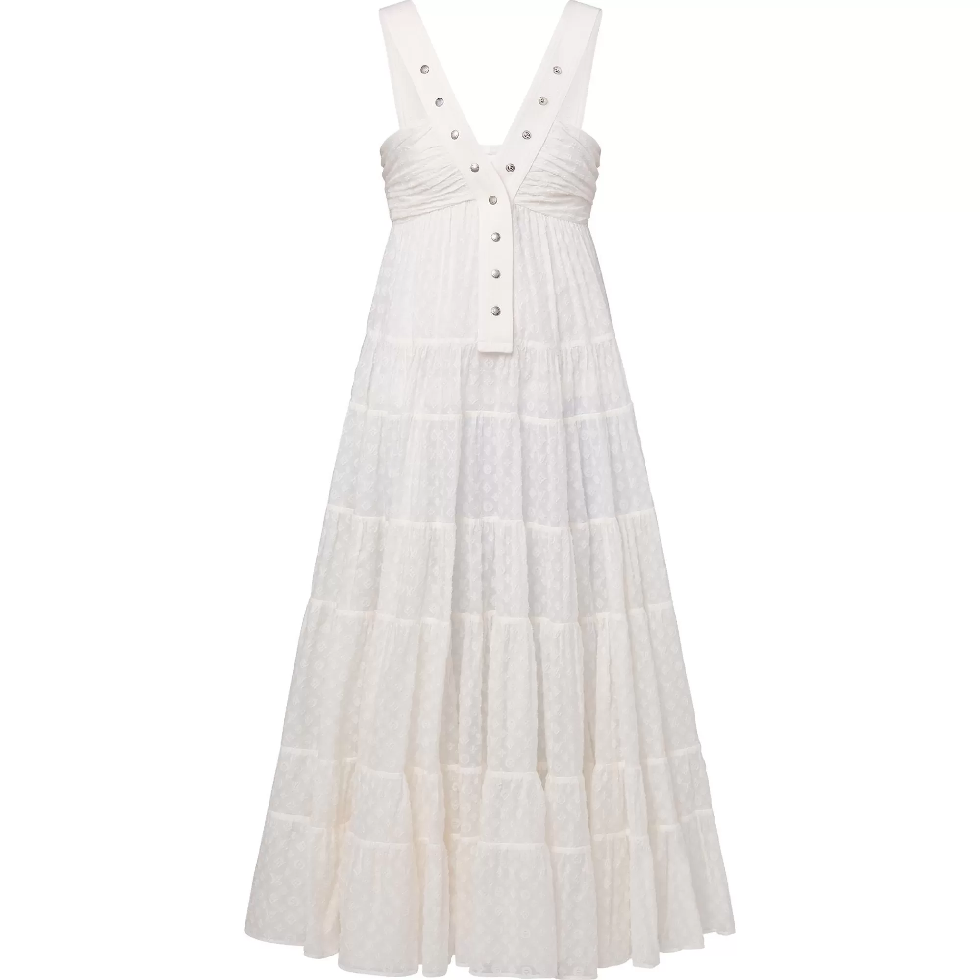 Hot Louis Vuitton Monogram Fil Coupe Snap Button Strap Dress