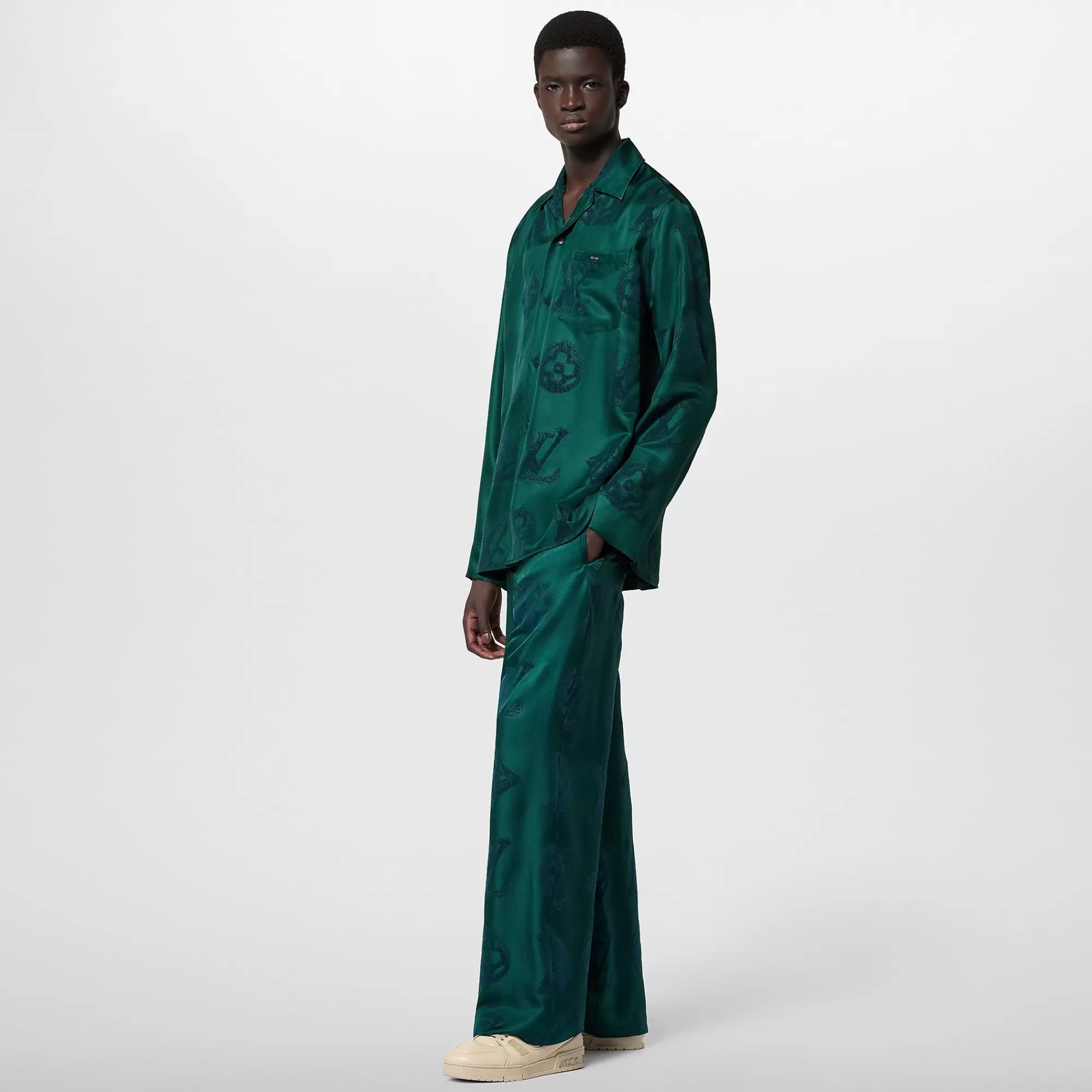 Flash Sale Louis Vuitton Monogram Flocked Silk Drawstring Pants